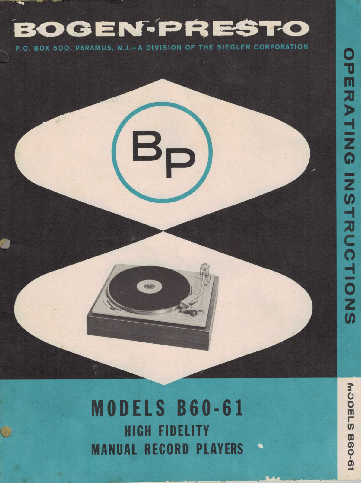 Bogen B-61, B-60 Owners Manual