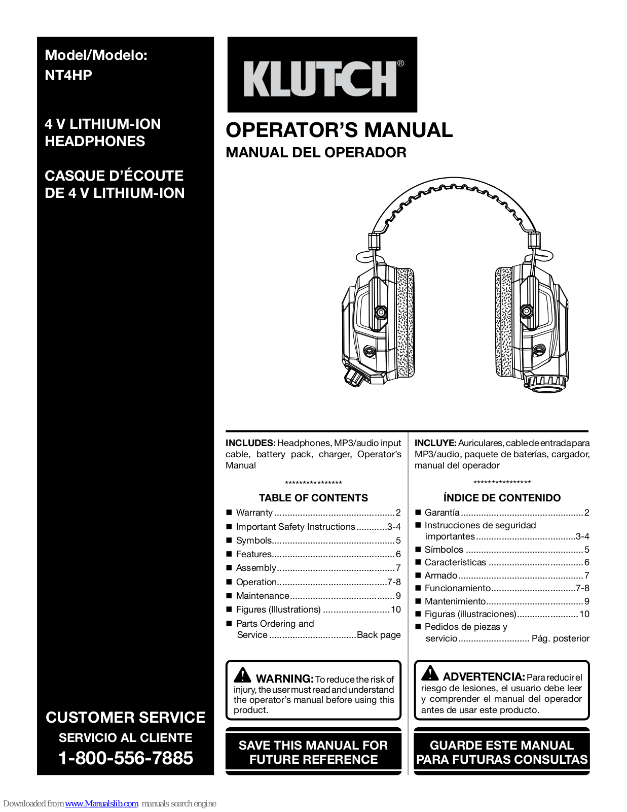 Klutch NT4HP Operator's Manual