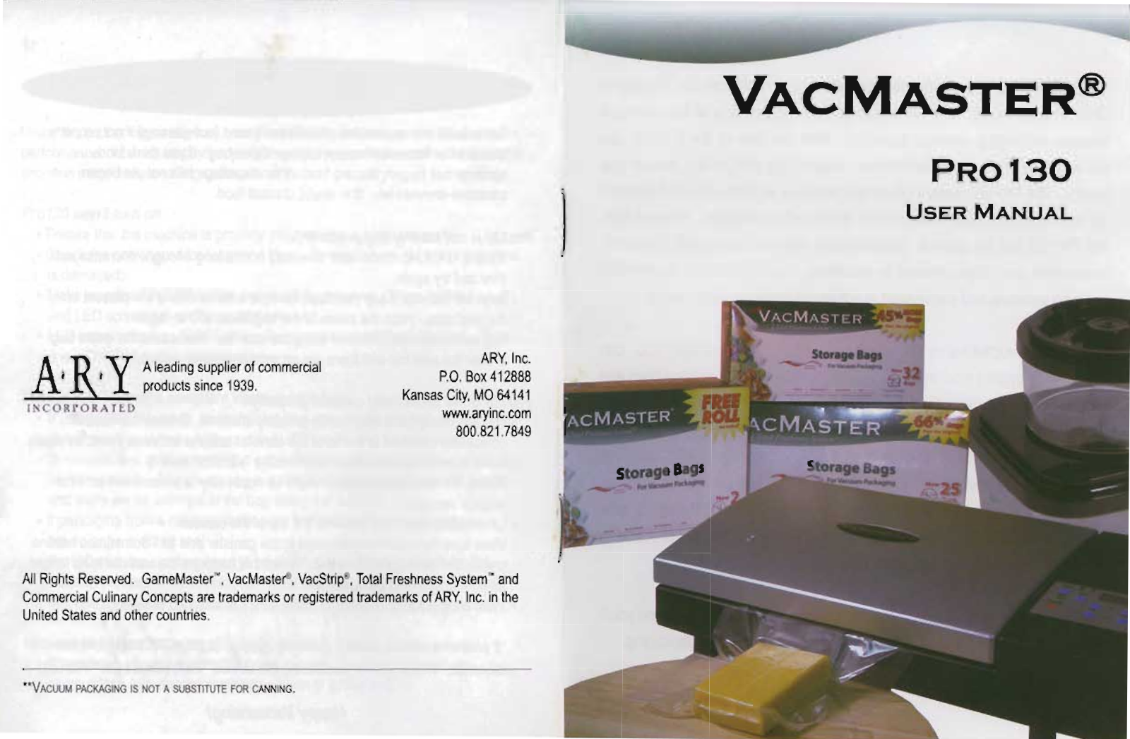 Vacmaster PRO130 User Manual