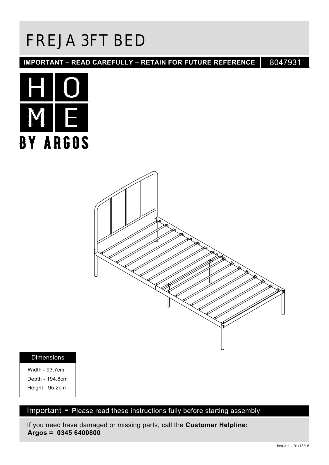 Argos 8047931 ASSEMBLY INSTRUCTIONS