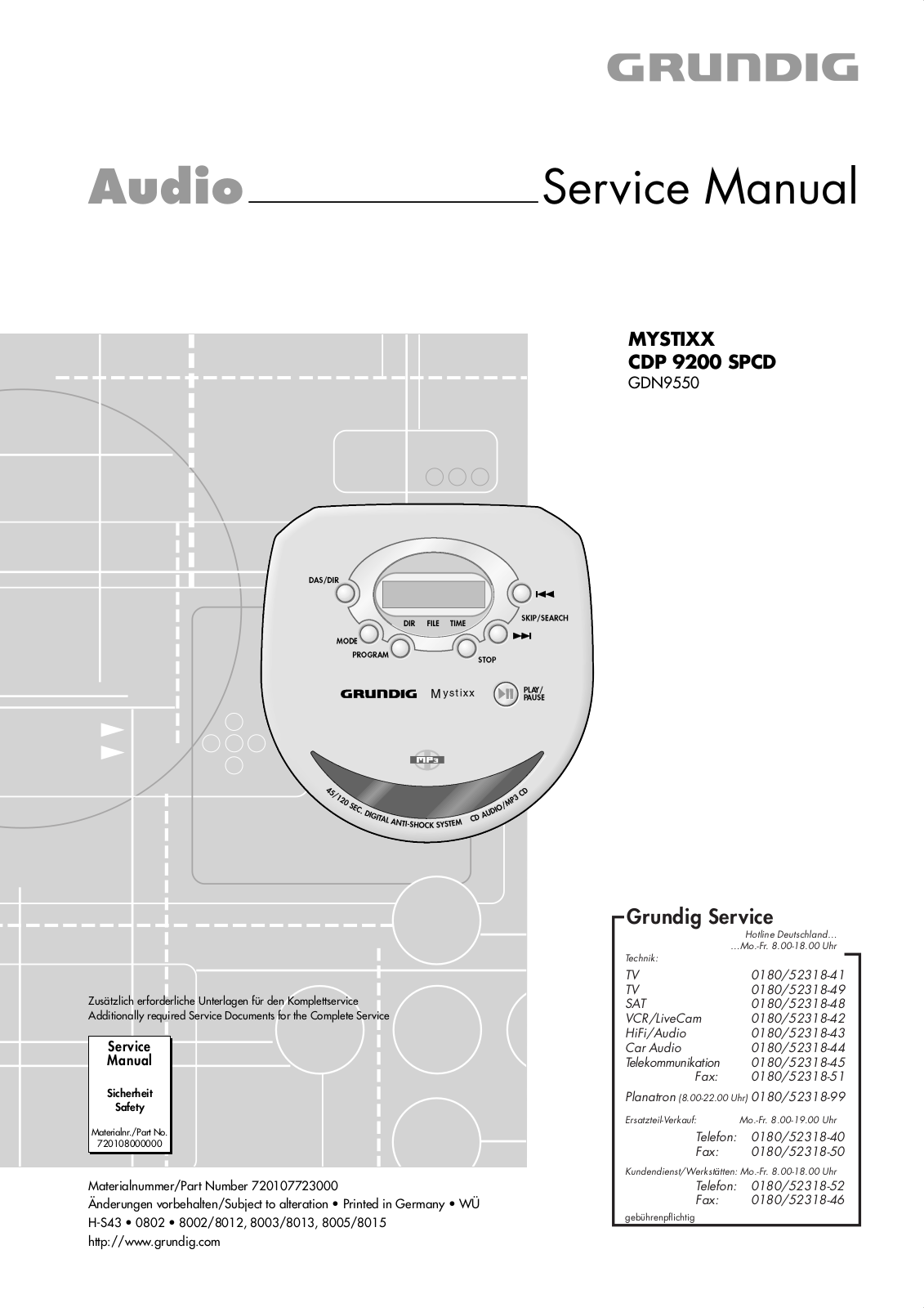 Grundig CDP-9200-SPCD Service Manual