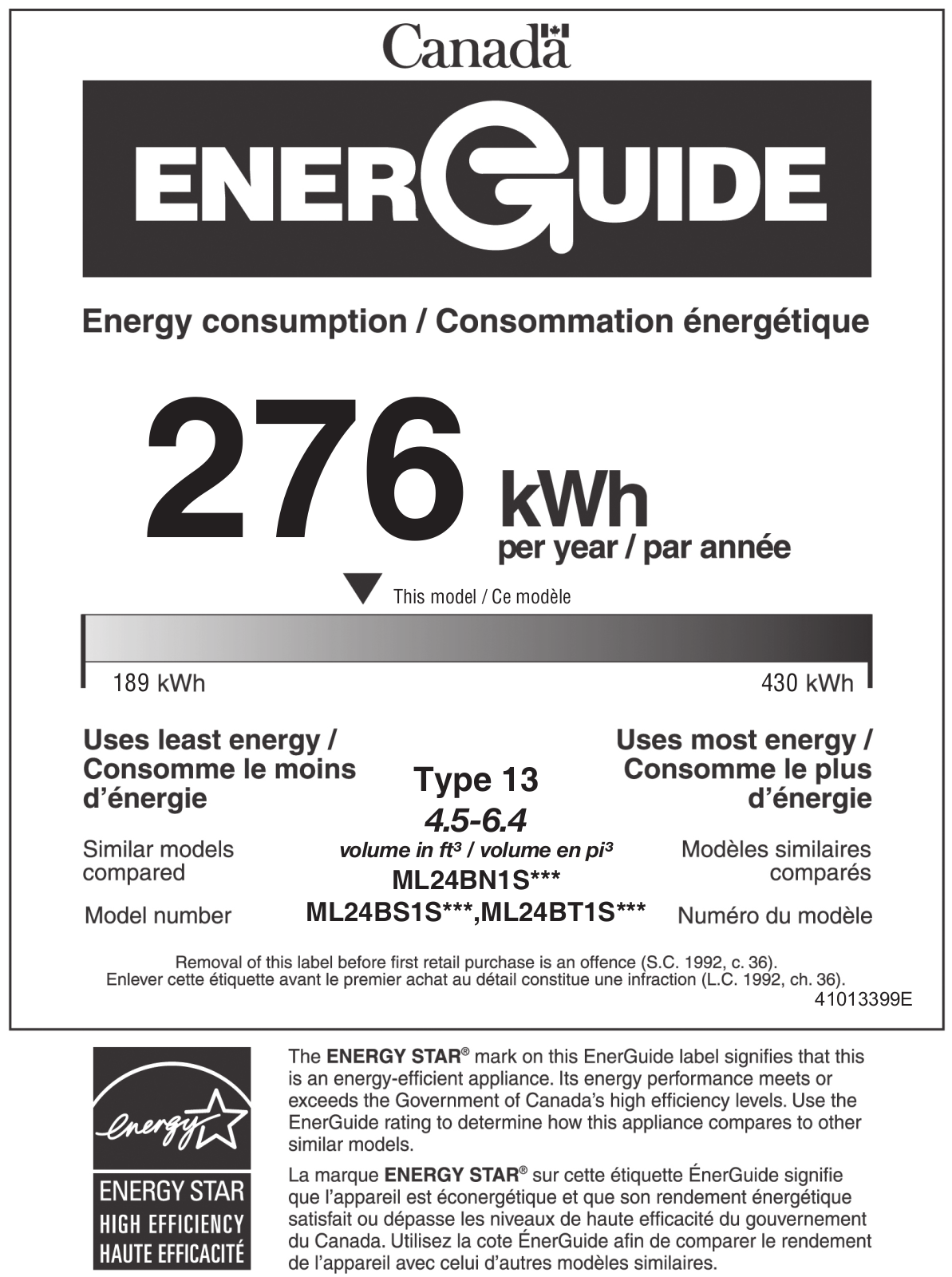 Marvel ML24BSS2LB Energy Guide