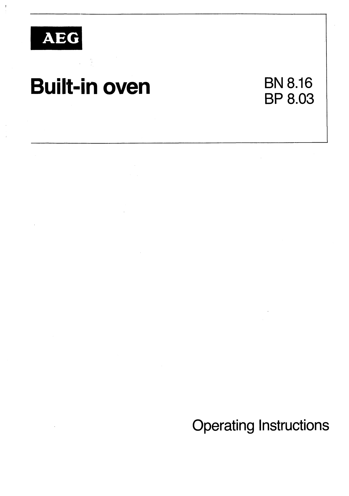 AEG BN8.16 User Manual