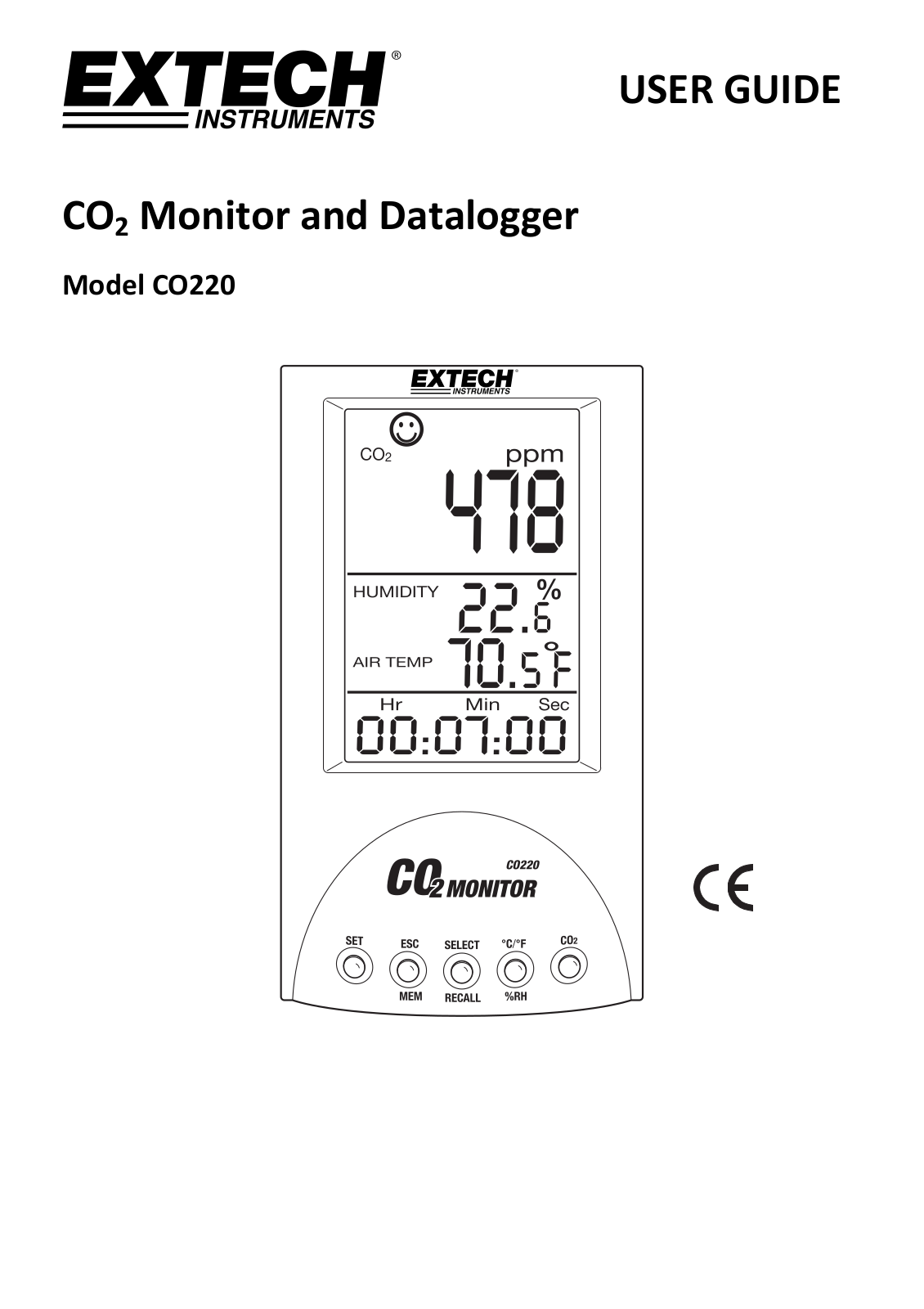 Extech CO220 Operating Manual