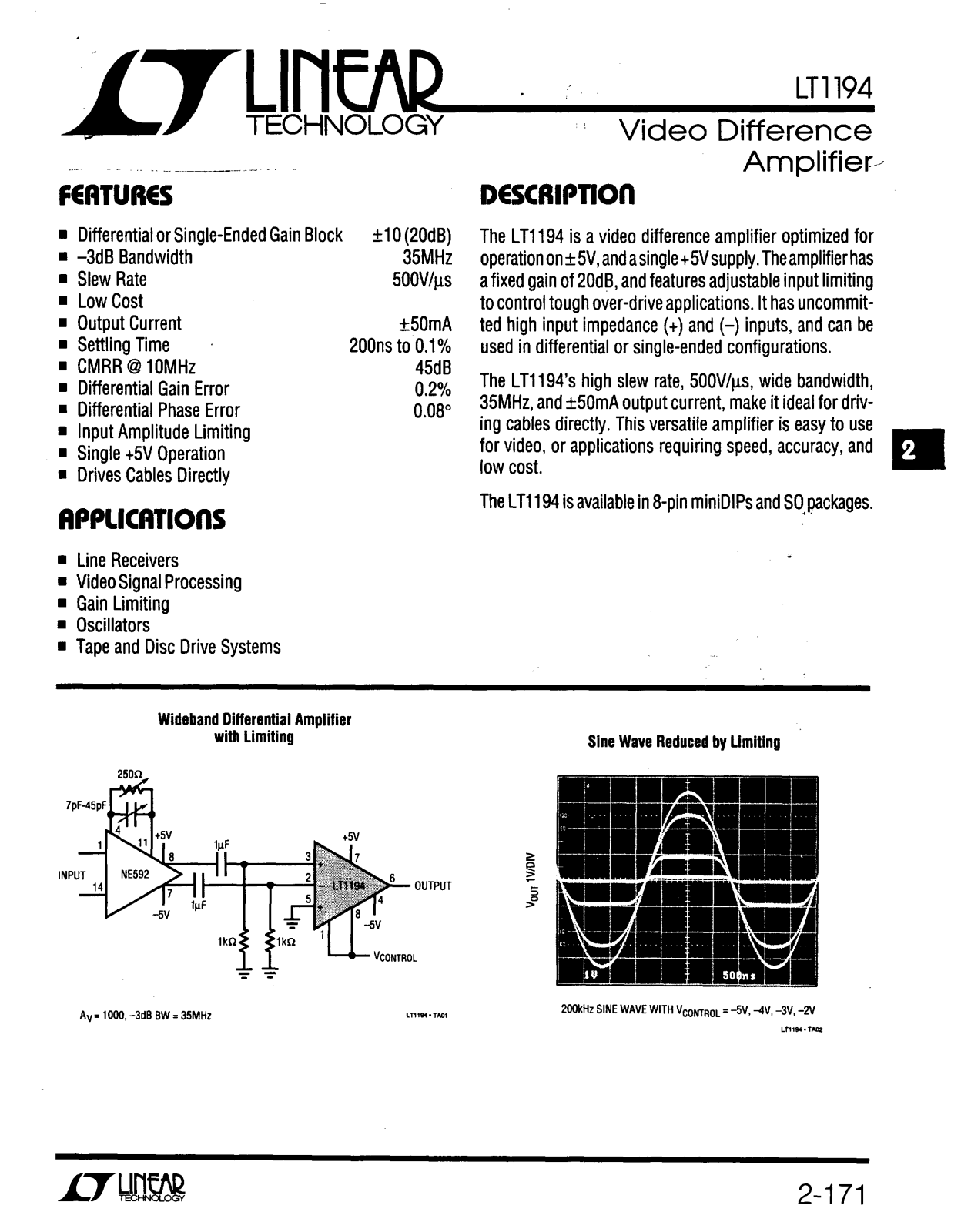 Linear Technology LT1194 Datasheet