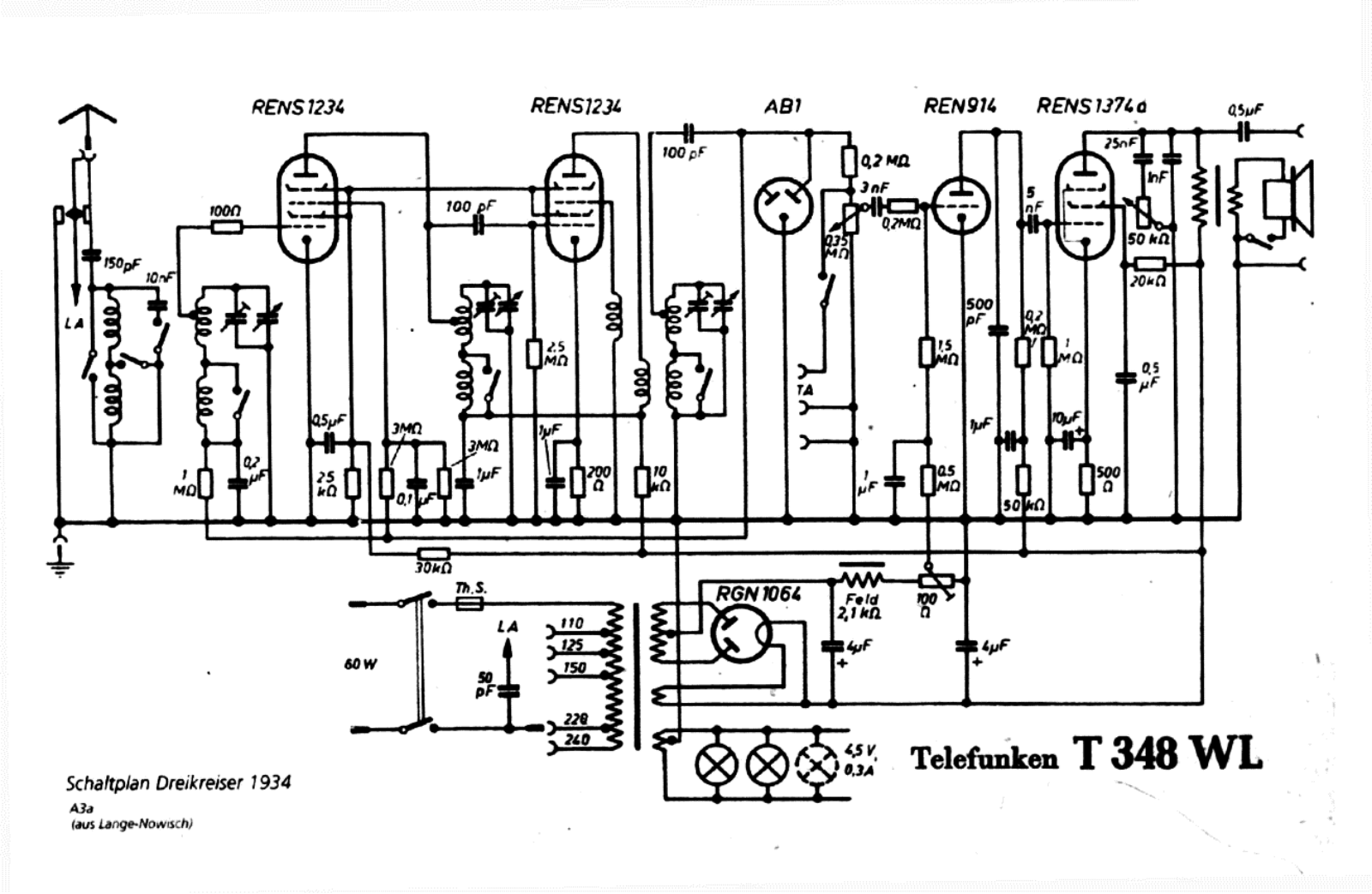 Telefunken T-348-WL Schematic