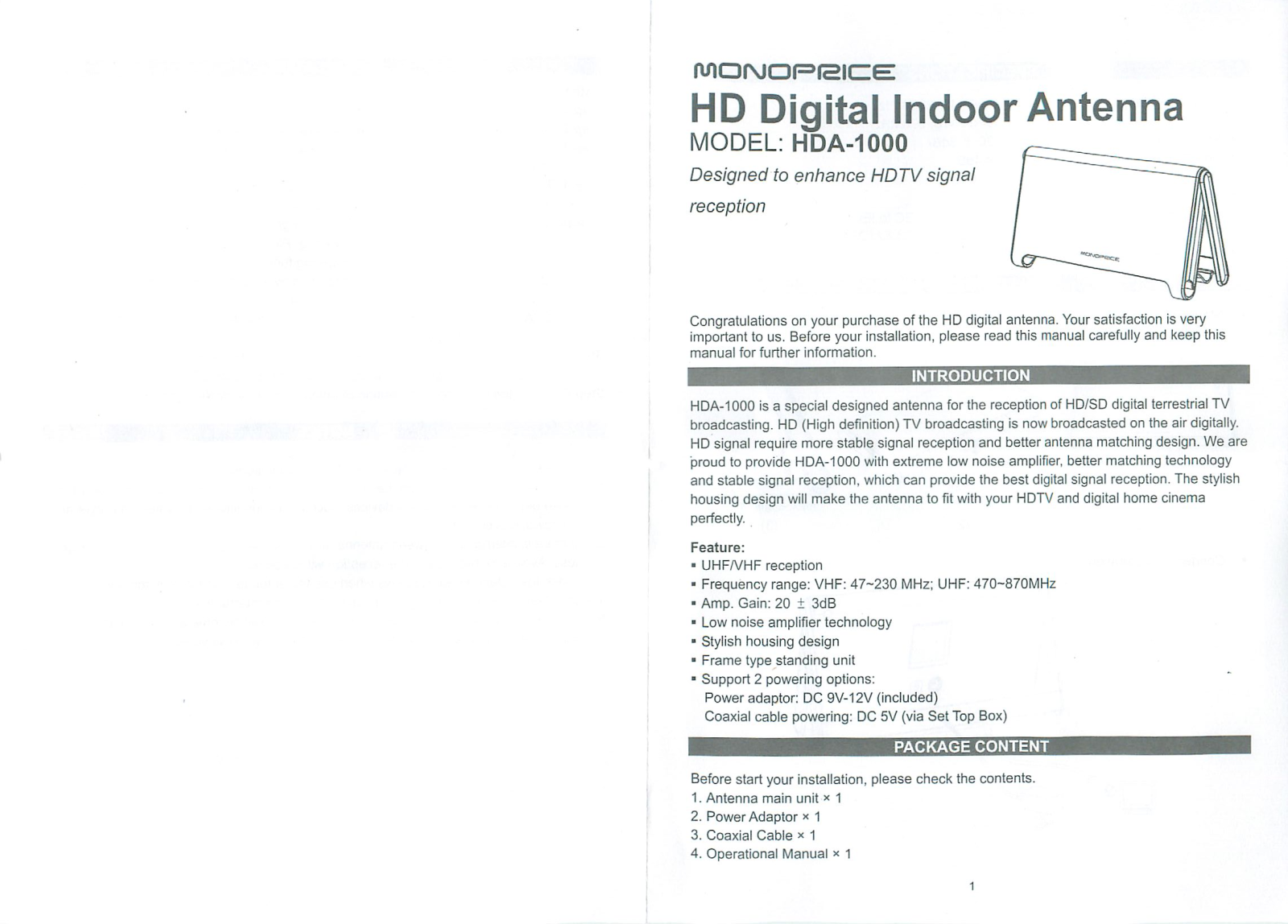 Monoprice HDA-1000 Instruction