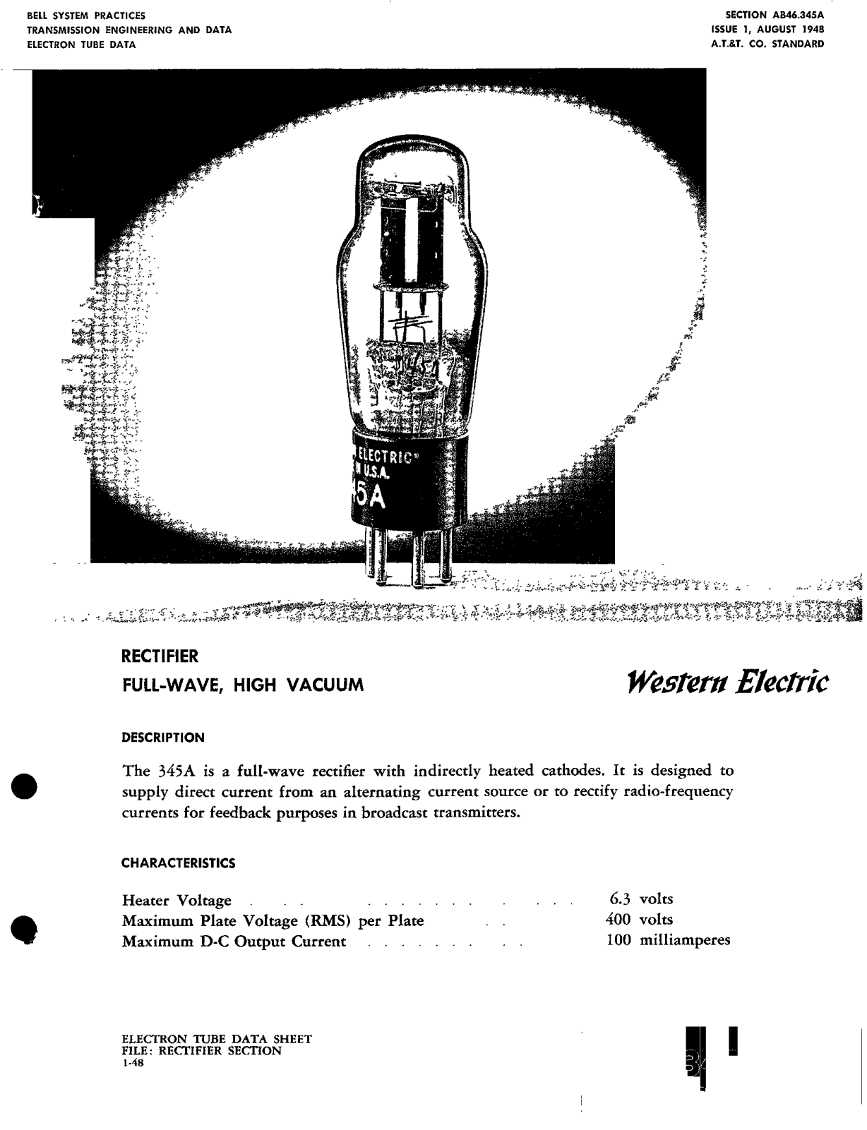 Western Electric 345-A Brochure