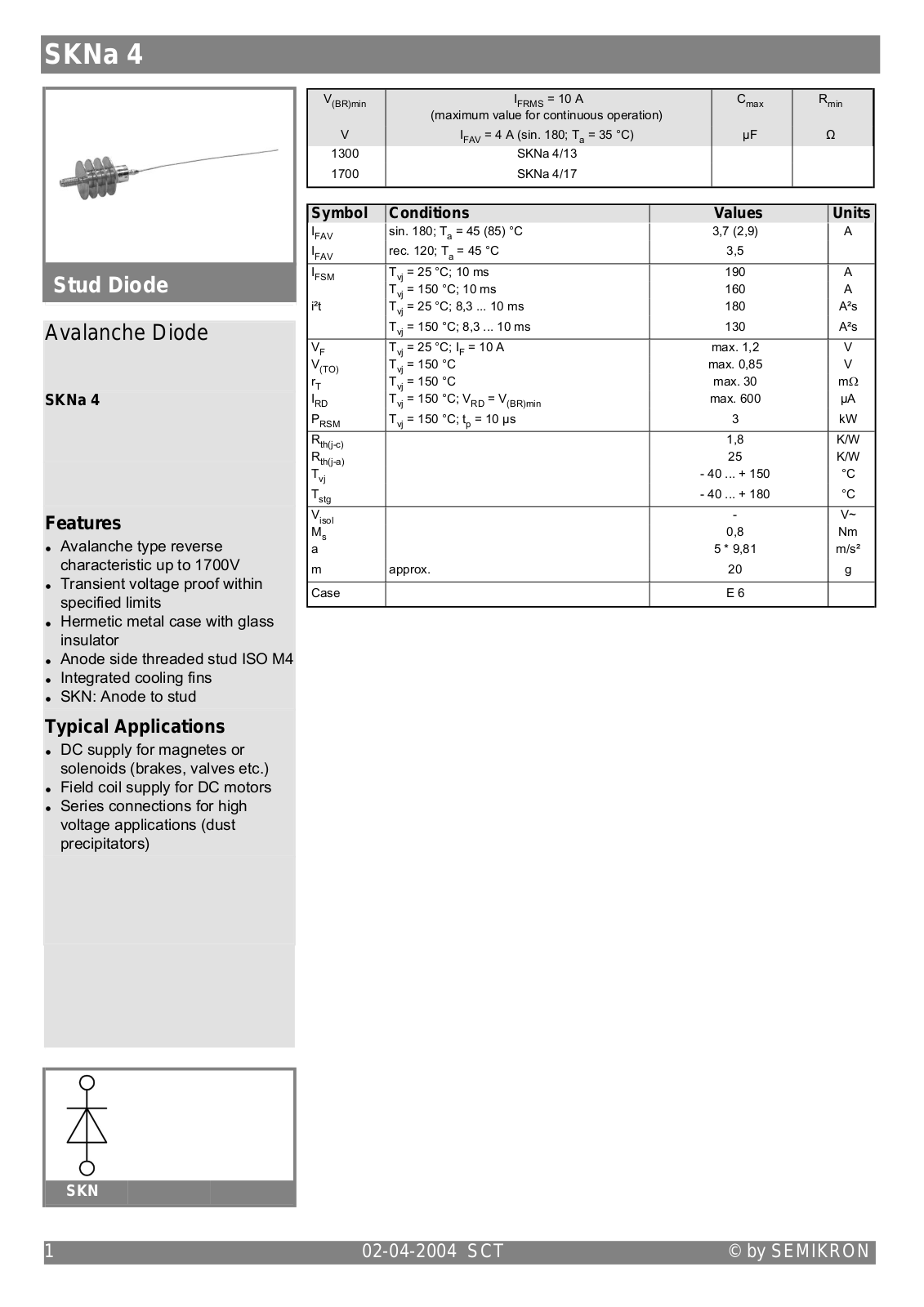 Semikron SKNA4 Data Sheet