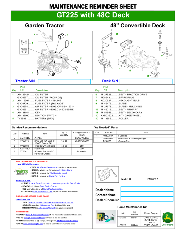 John Deere GT225 User Manual