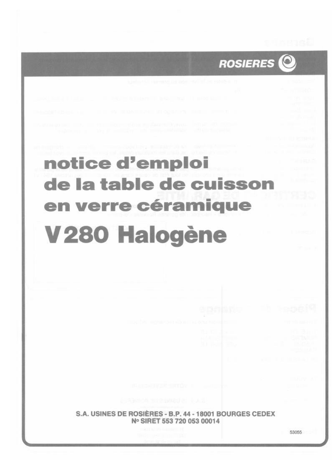 Rosieres V 280 User Manual