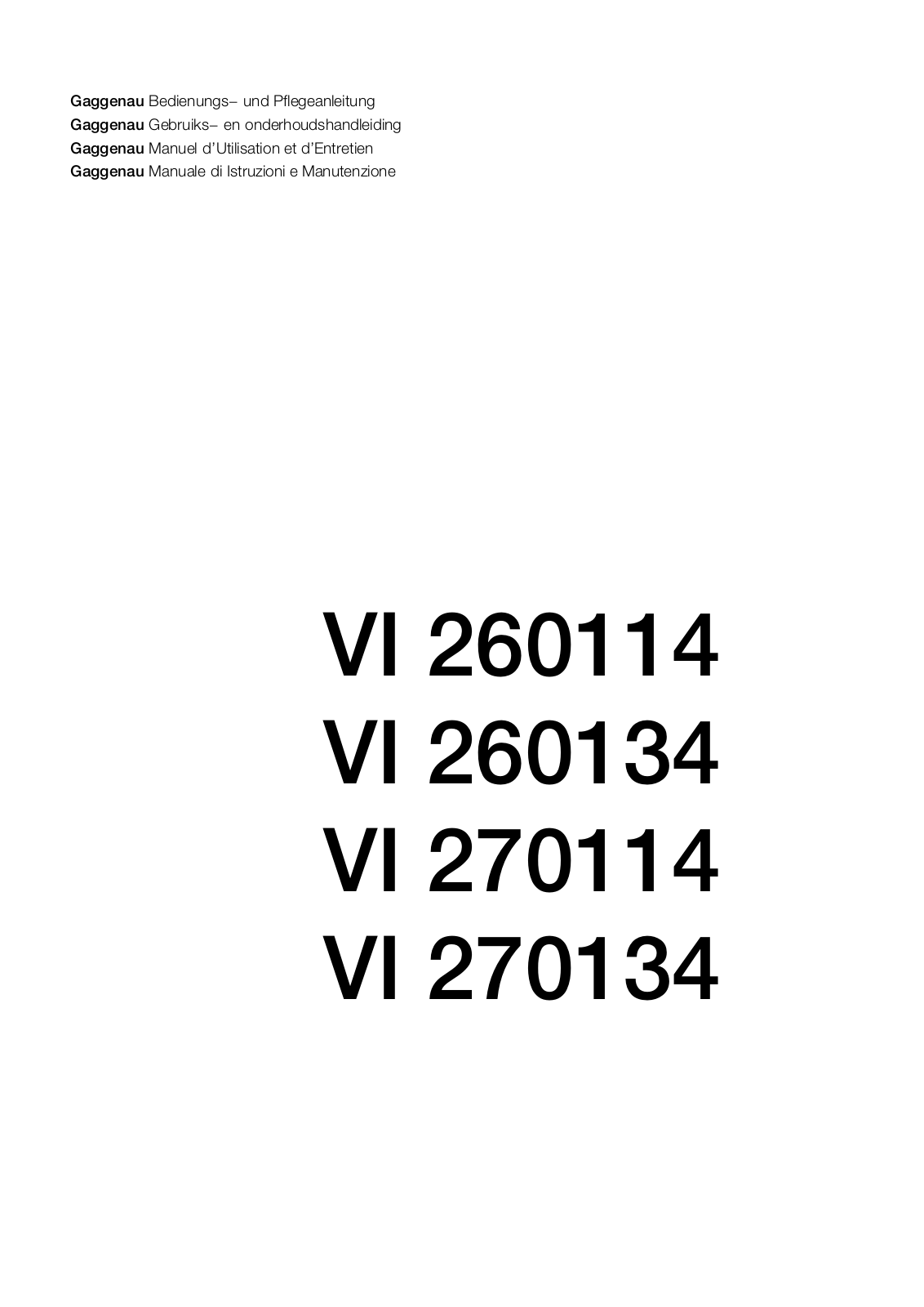 Gaggenau VI260114, VI260134 User Manual