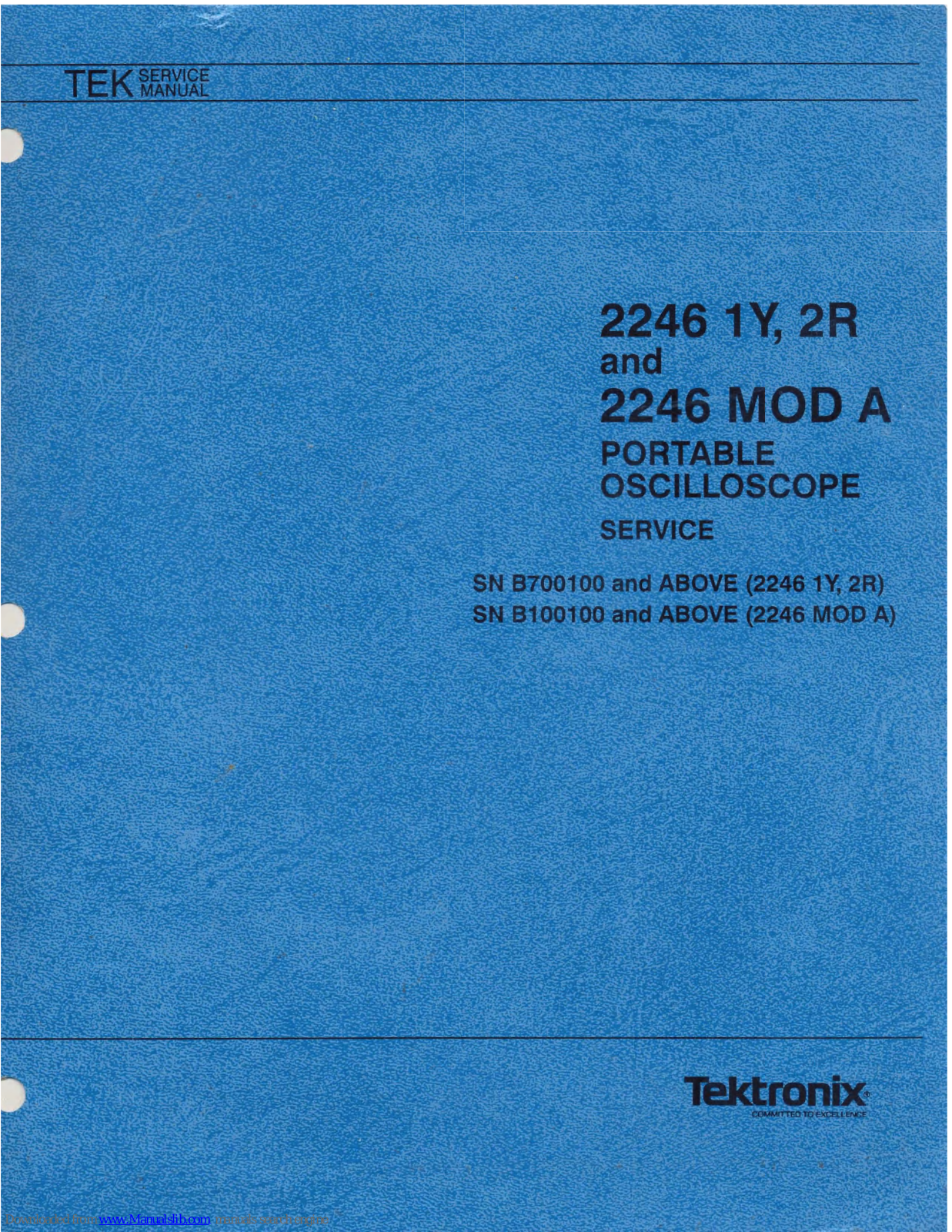 Tektronix 2246 1Y, 2246 2R, 2246 MOD A Service Manual