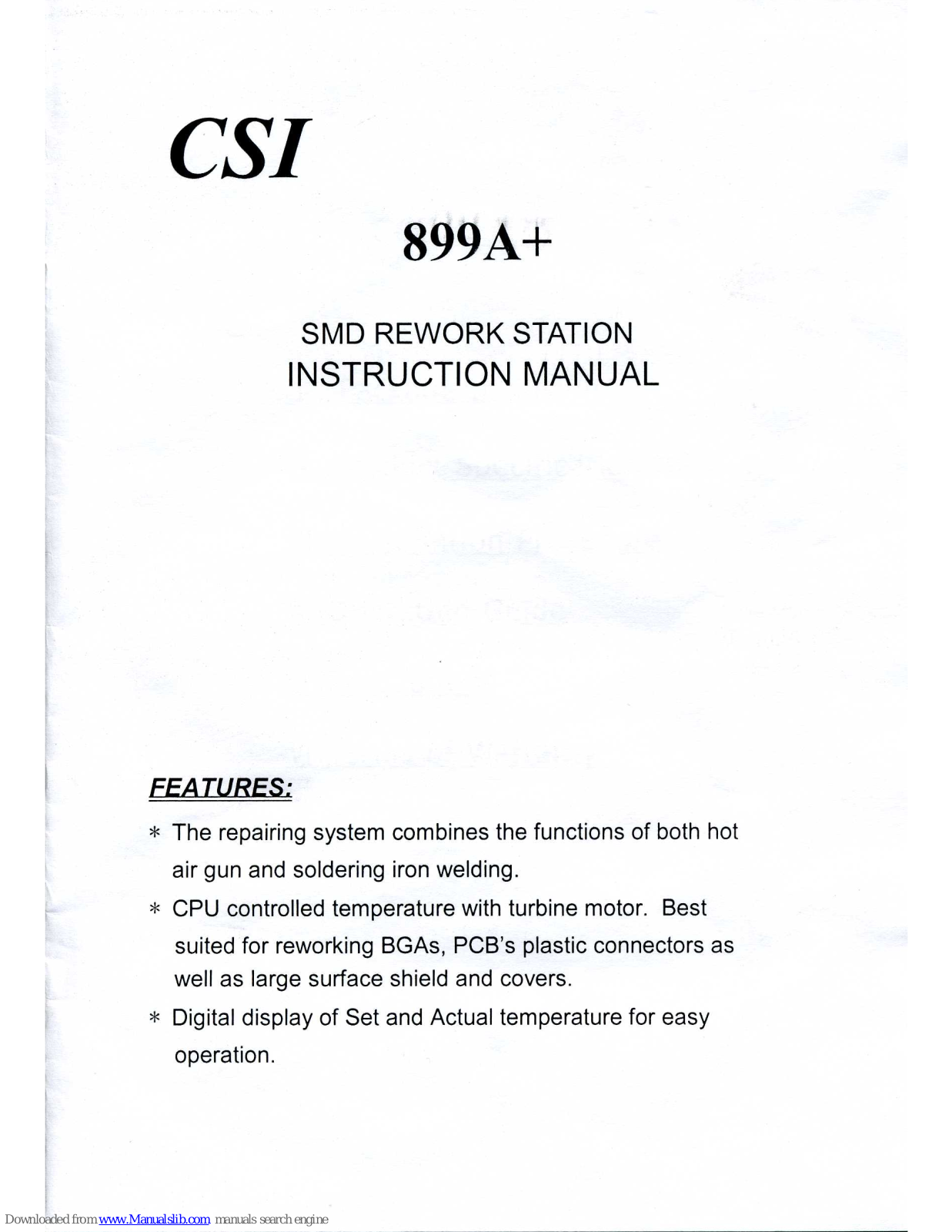 CSI 899A+ Instruction Manual - ManualMachine.com