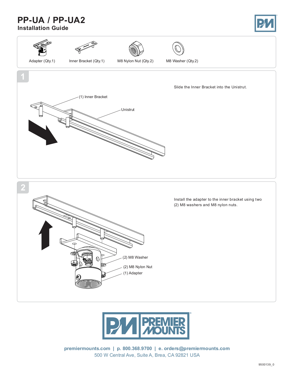 Premier Mounts PP-UA, PP-UA2 Users Guide - ManualMachine.com