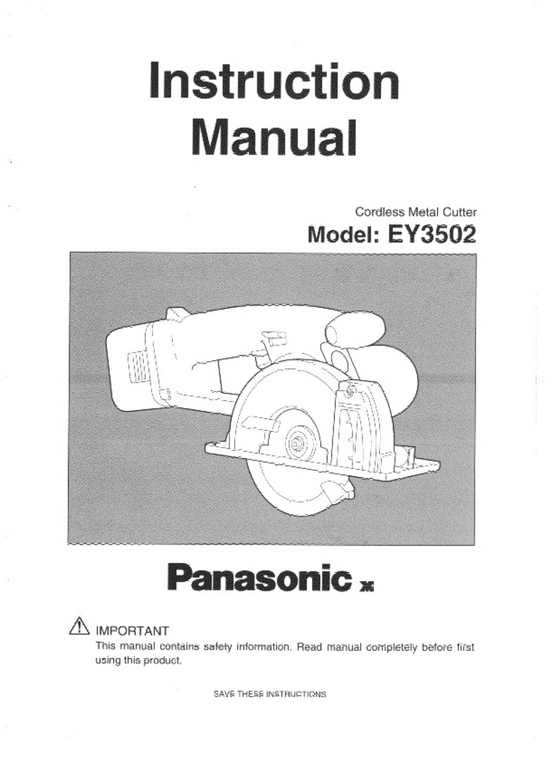 Panasonic EY3502USA, EY3502 User Manual