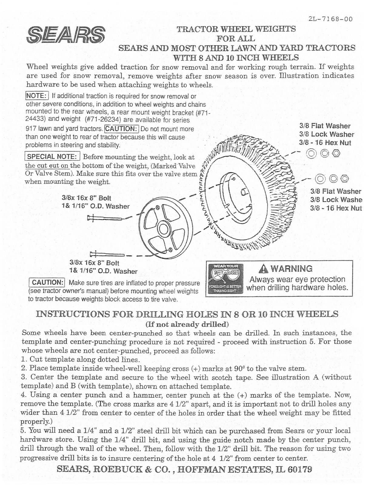 Craftsman 30 lb. Wheel Weights Owner's Manual