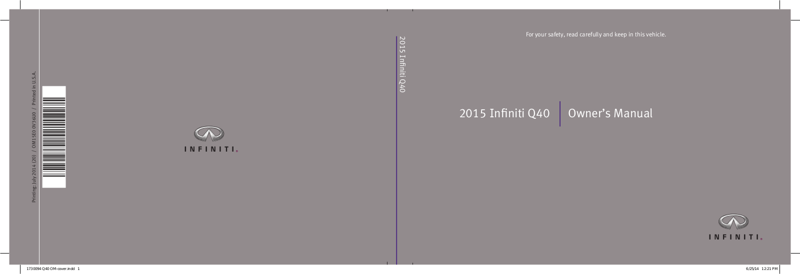 Infiniti Q40 2015 Owner's Manual