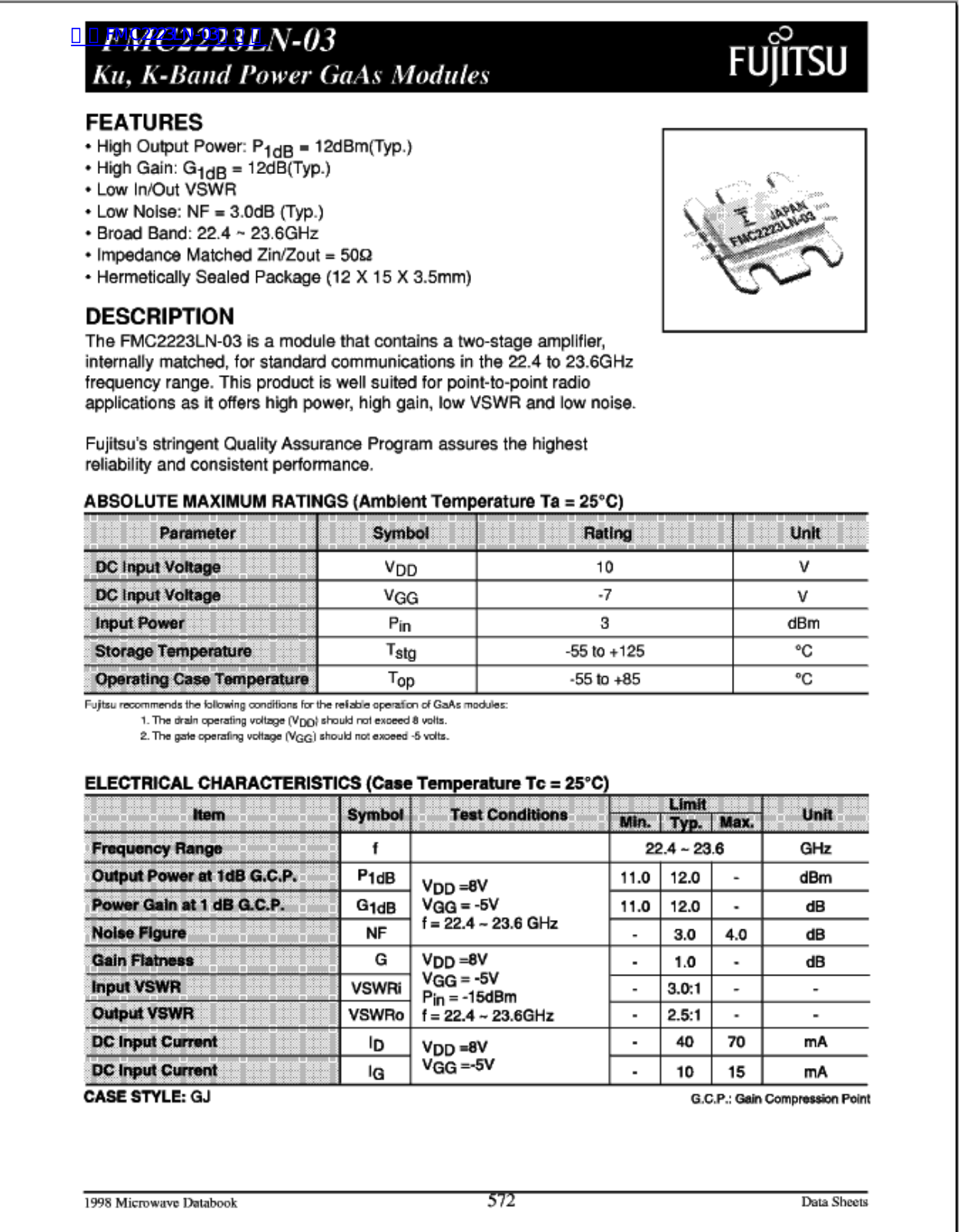 FUJITSU FMC2223LN-03 DATA SHEET