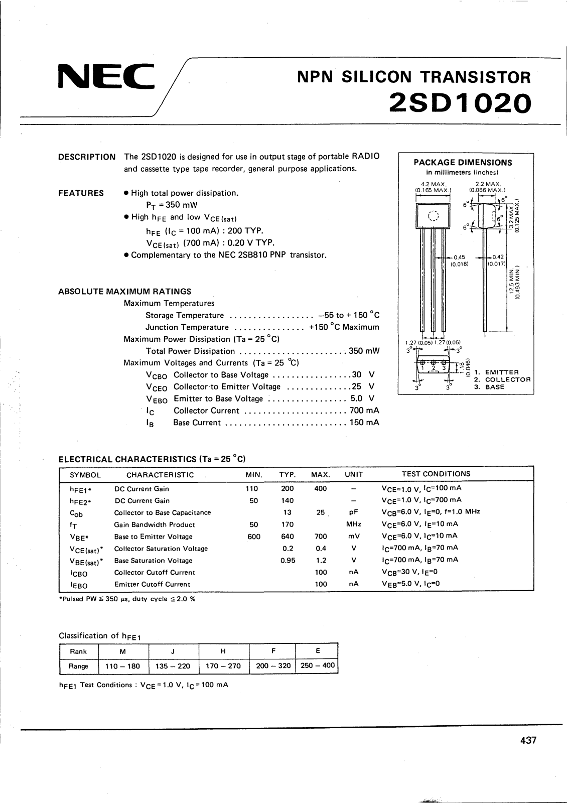 Datasheet 2SD1020 Specification - ManualMachine.com