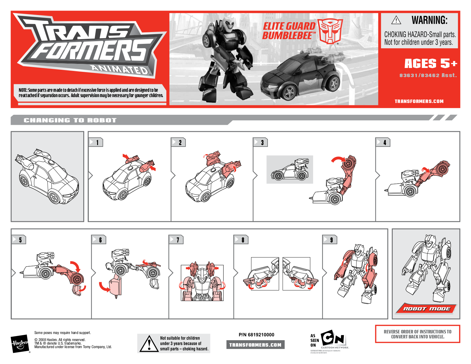 Hasbro TRANSFORMERS ANIMATED ELITE GUARD BUMBLEBEE User Manual