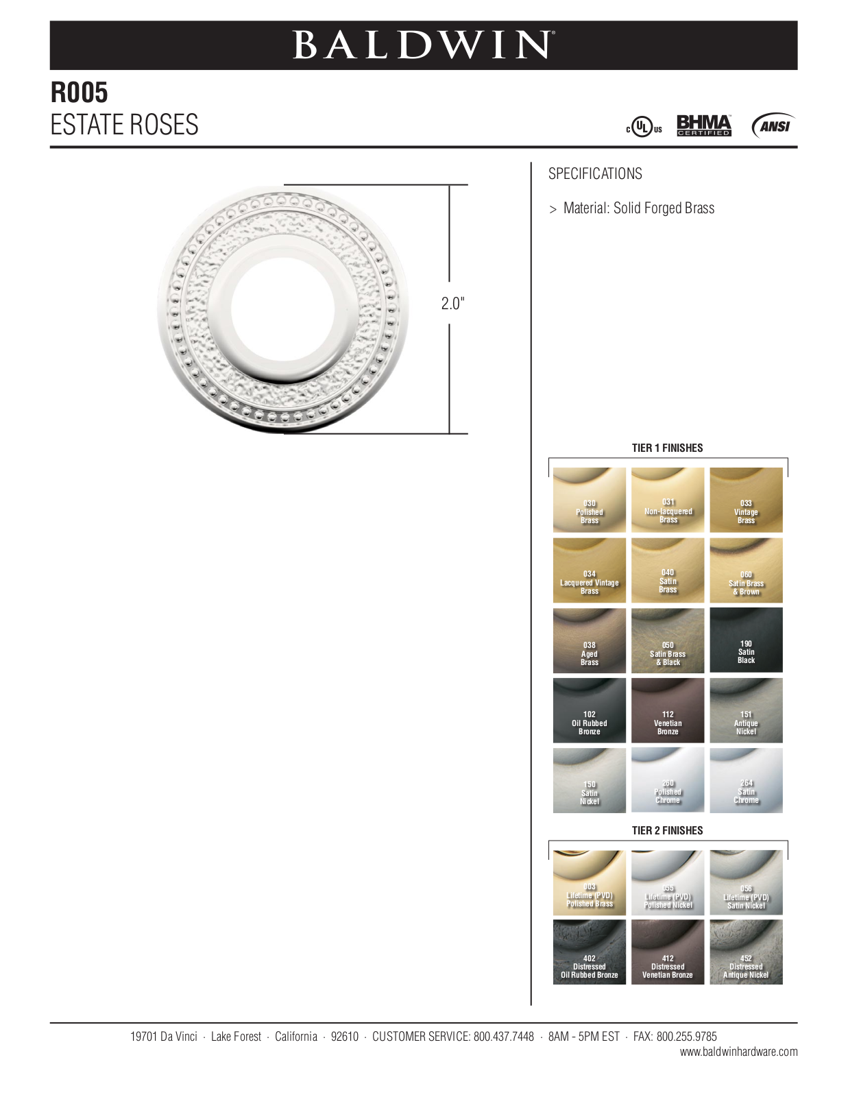 Baldwin R005 User Manual