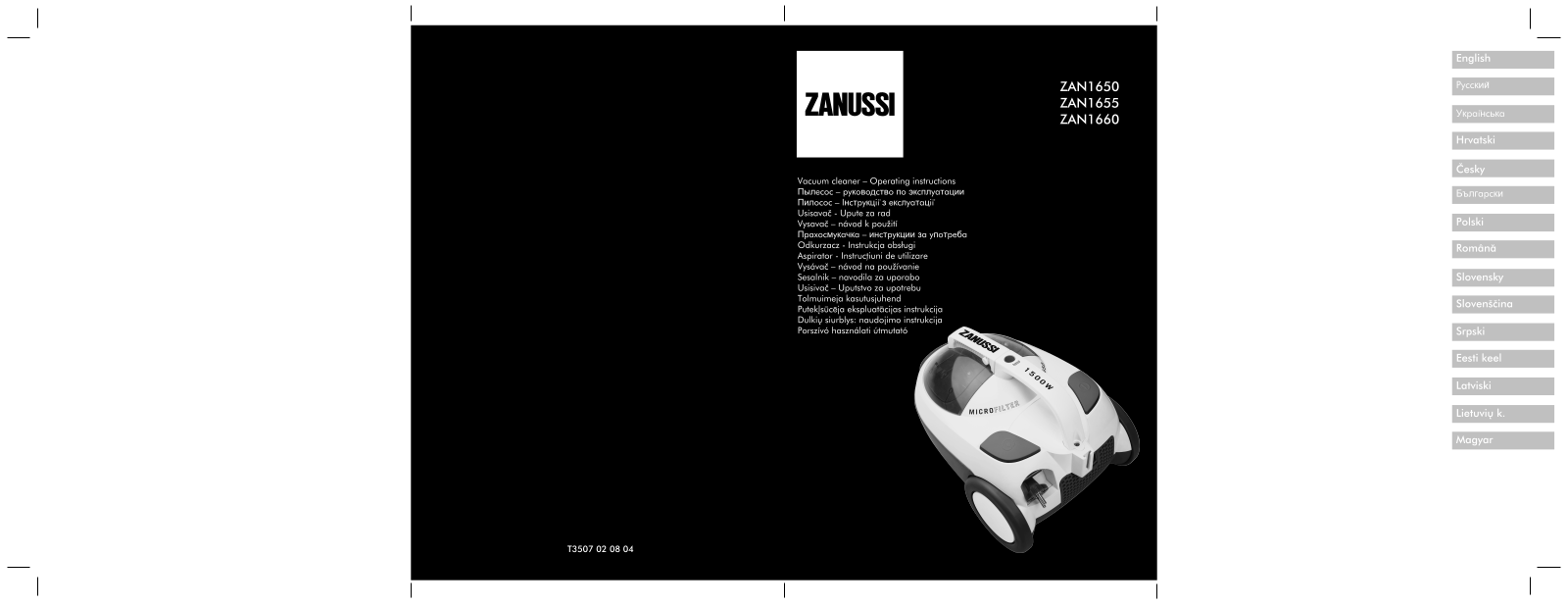 Zanussi zan1650, zan1655, zan1660 USER MANUAL