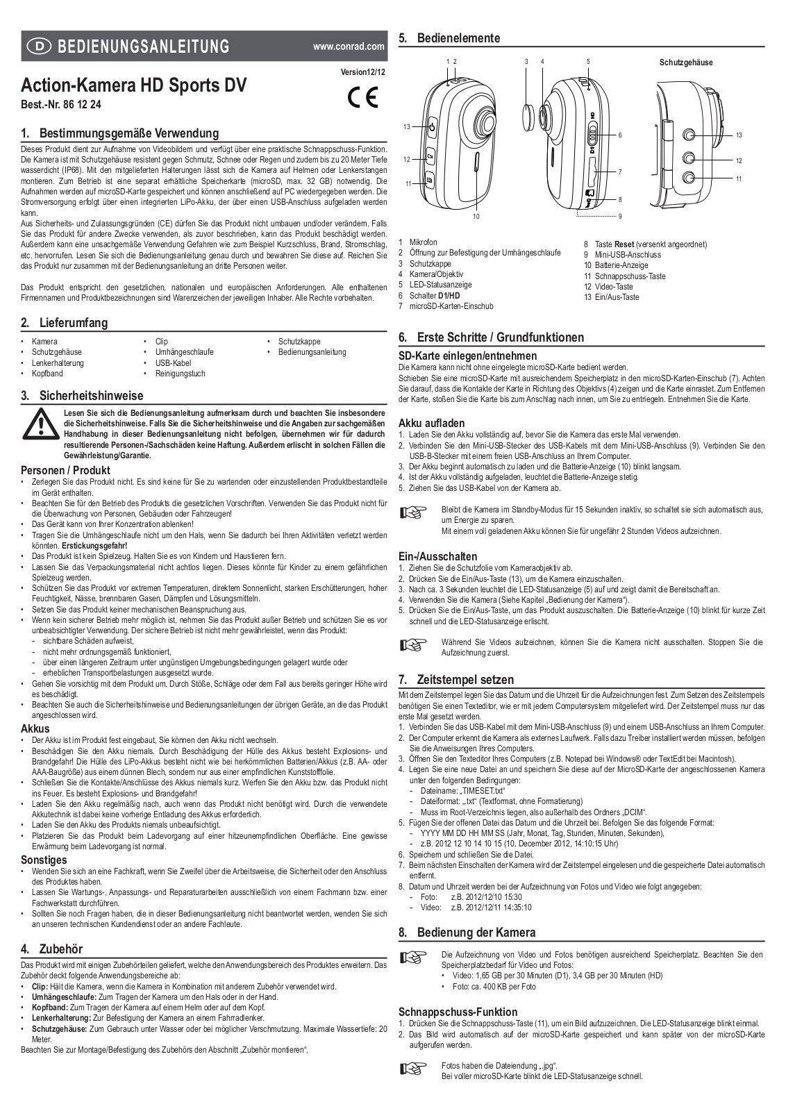 Conrad 86 12 24 Operating Instructions Manual