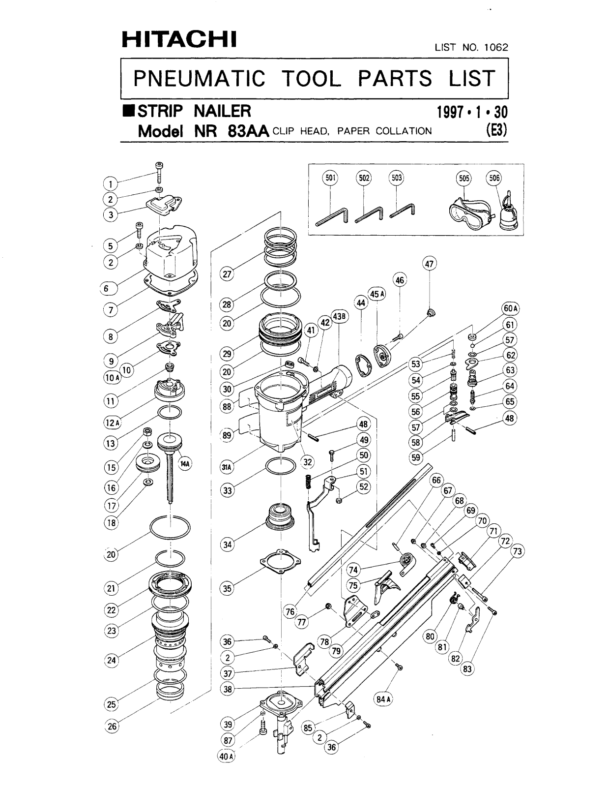 Hitachi NR83AA PARTS LIST