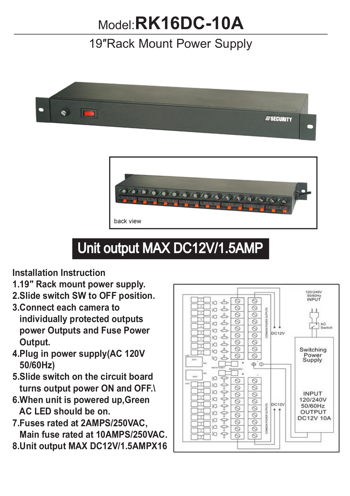 COP-USA RK16DC-10A Specsheet