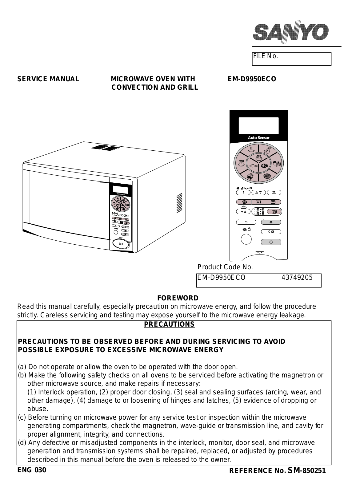 Sanyo EM-D9950 Service Manual