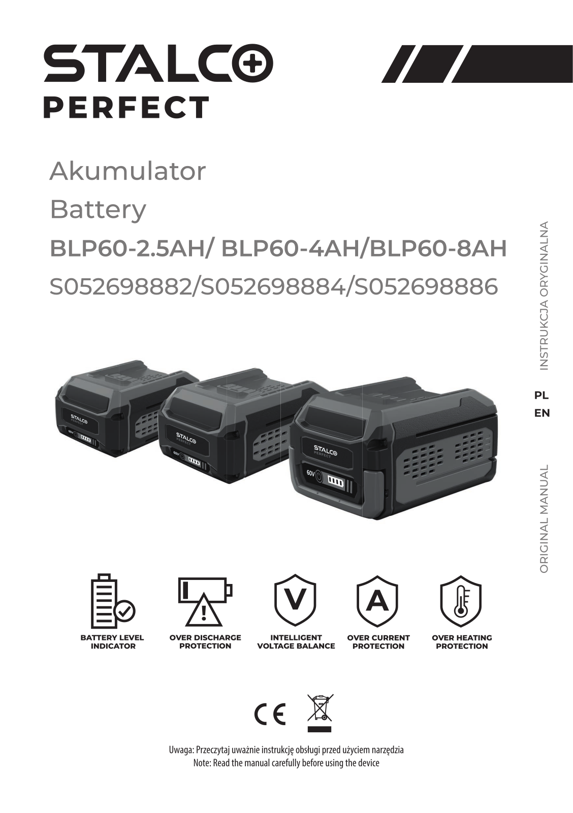 STALCO BLP60-2.5AH, LP60-4AH, BLP60-8AH, S052698882, S052698884 User guide - ManualMachine.com