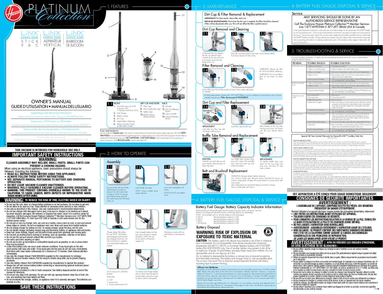 HOOVER LINX STICK VAC User Manual