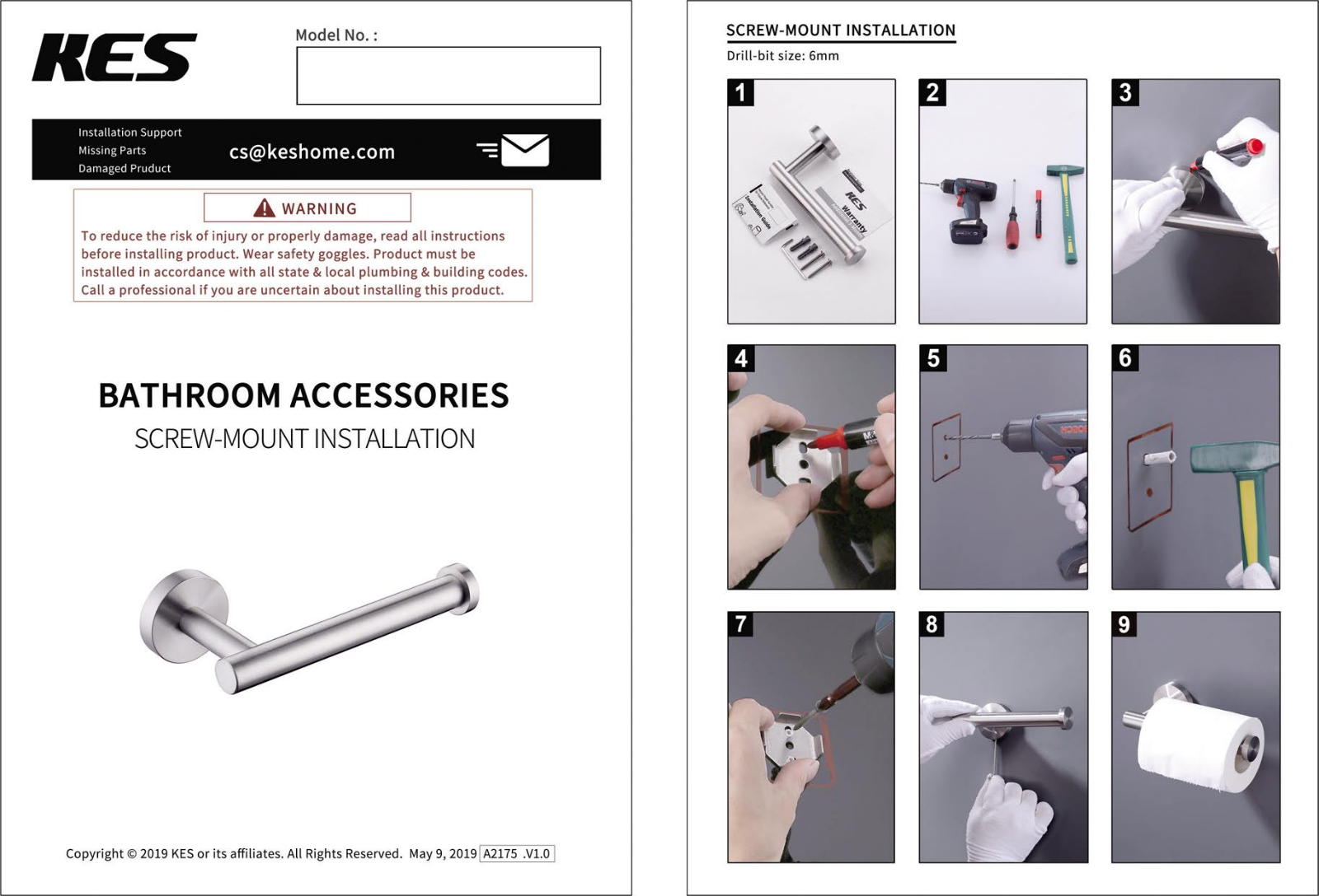 KES Bathroom Accessories Installation Manual