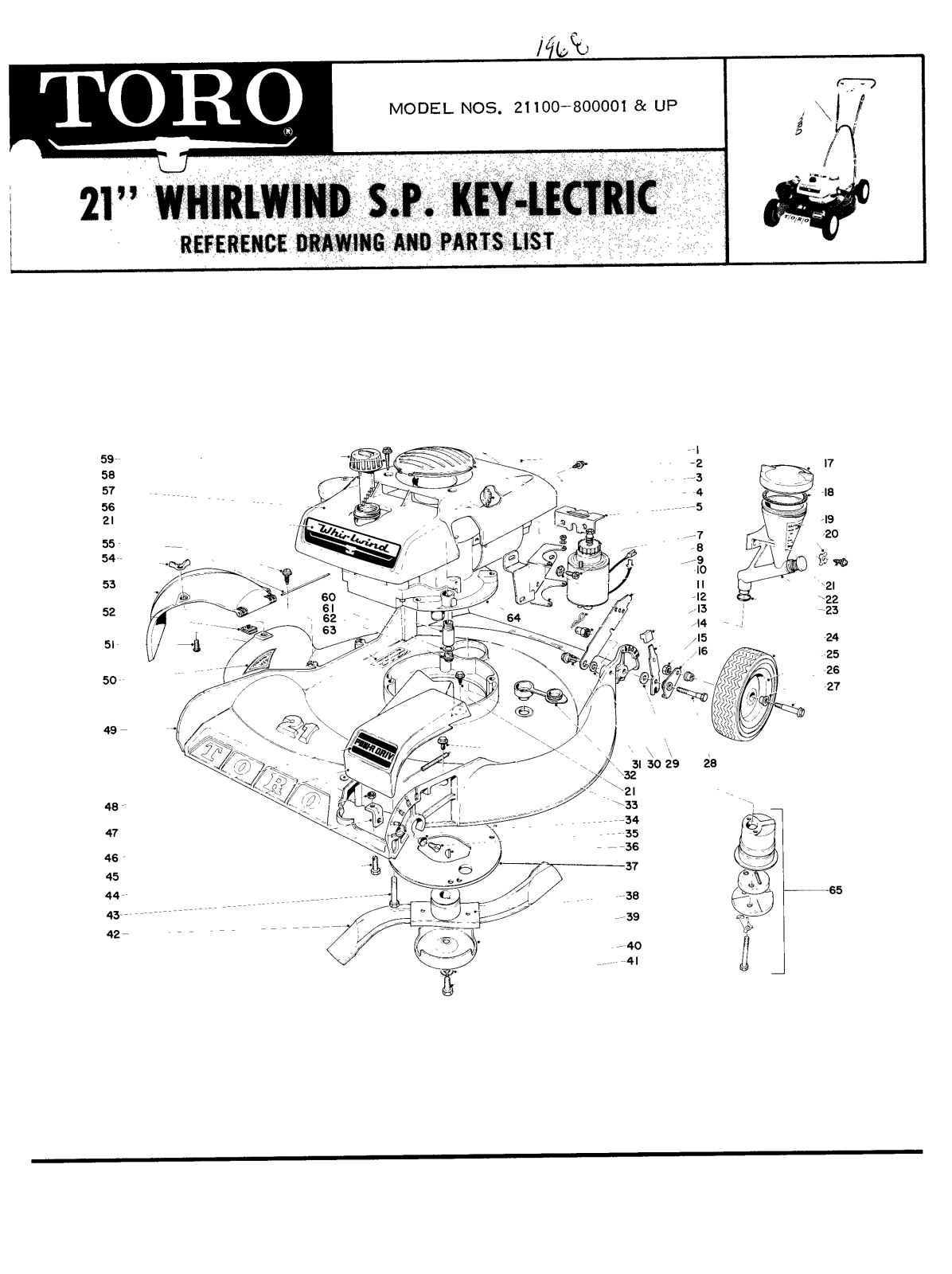 Toro 21100 Parts Catalogue