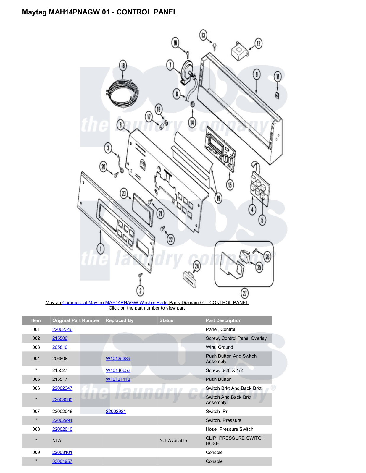 Maytag MAH14PNAGW Parts Diagram