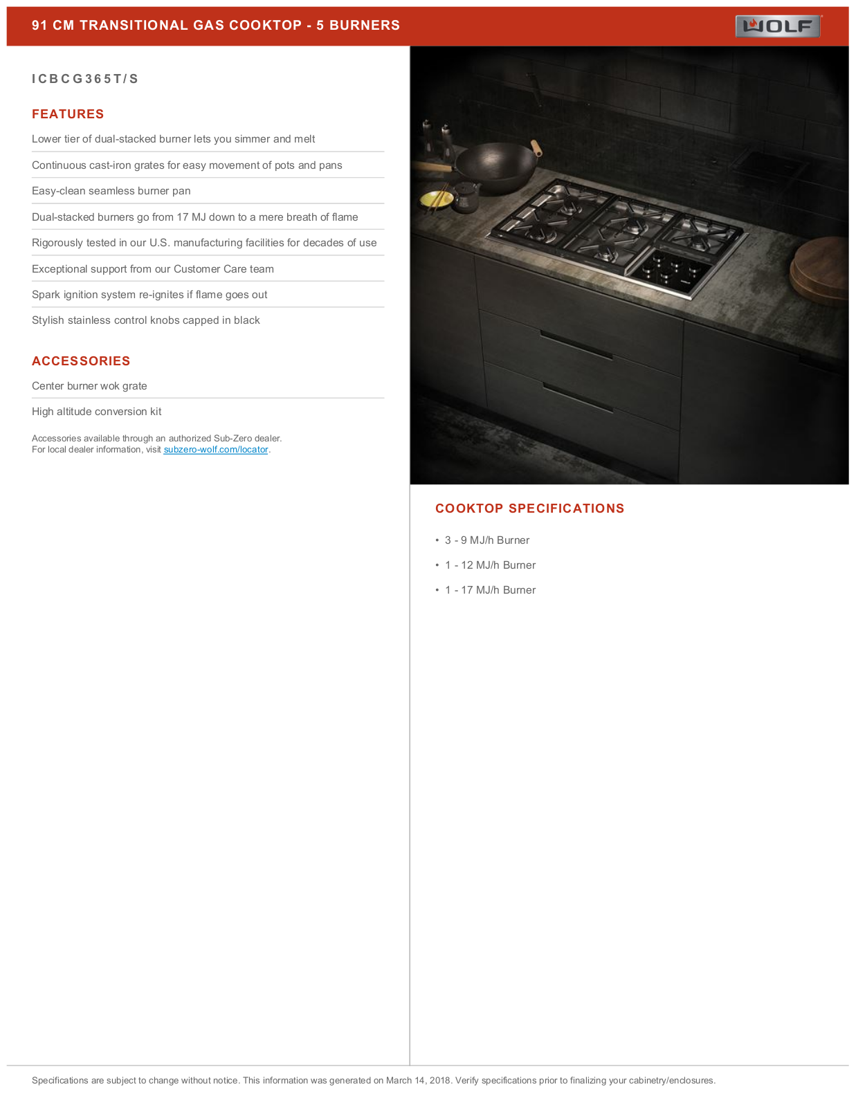 WOLF ICBCG365T/SLPG, ICBCG365T/S Quick Guide