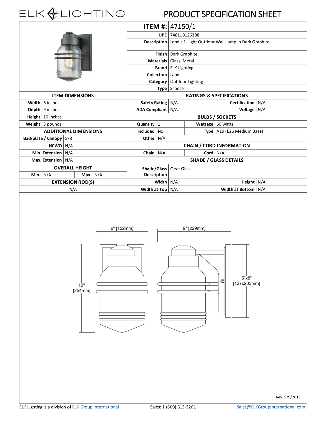 ELK Lighting 471501 Specifications - ManualMachine.com