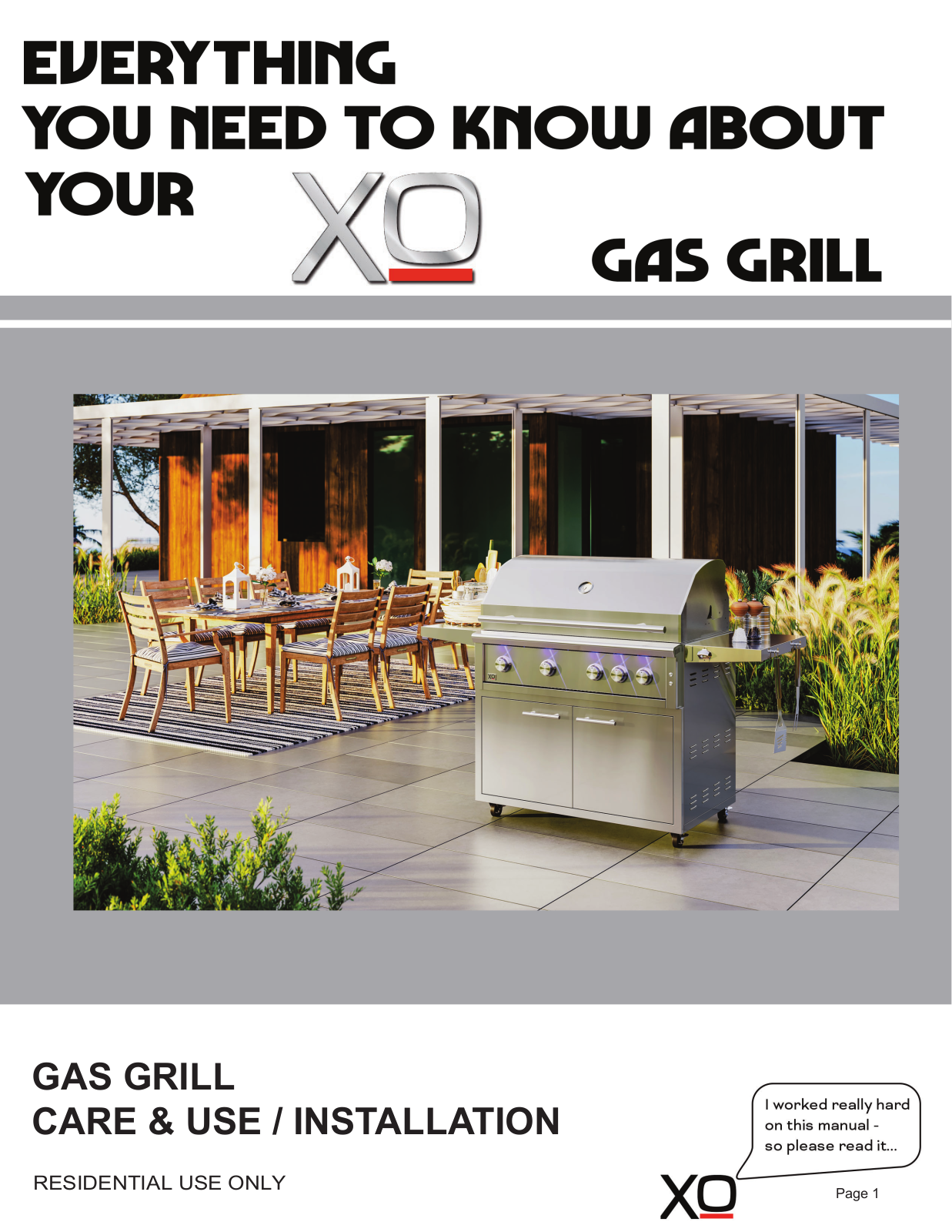 XO XOGRILL30N, XOGRILL36N, XOG42CART, XOGRILL42N User Manual