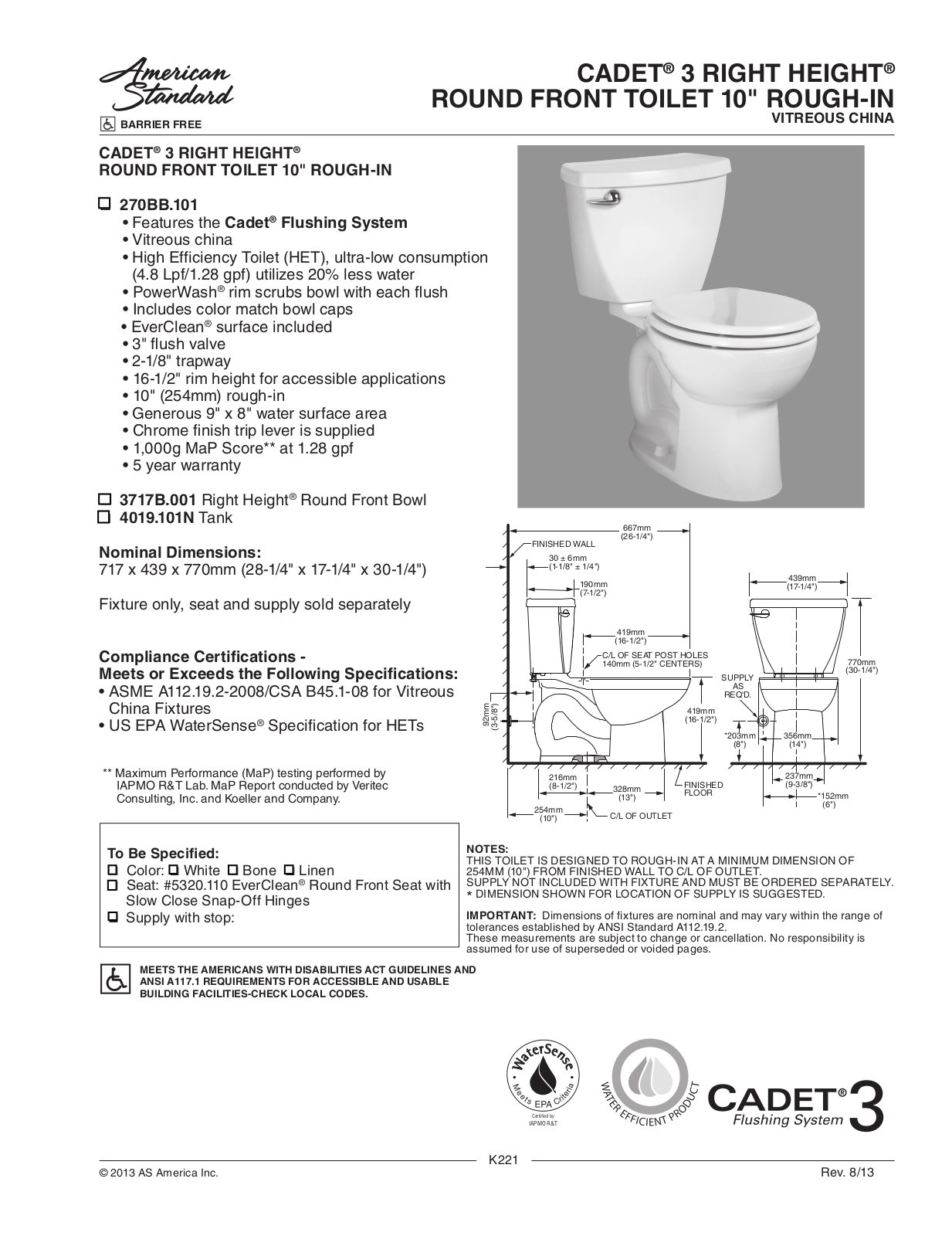 American Standard ASD11298 Specifications - ManualMachine.com