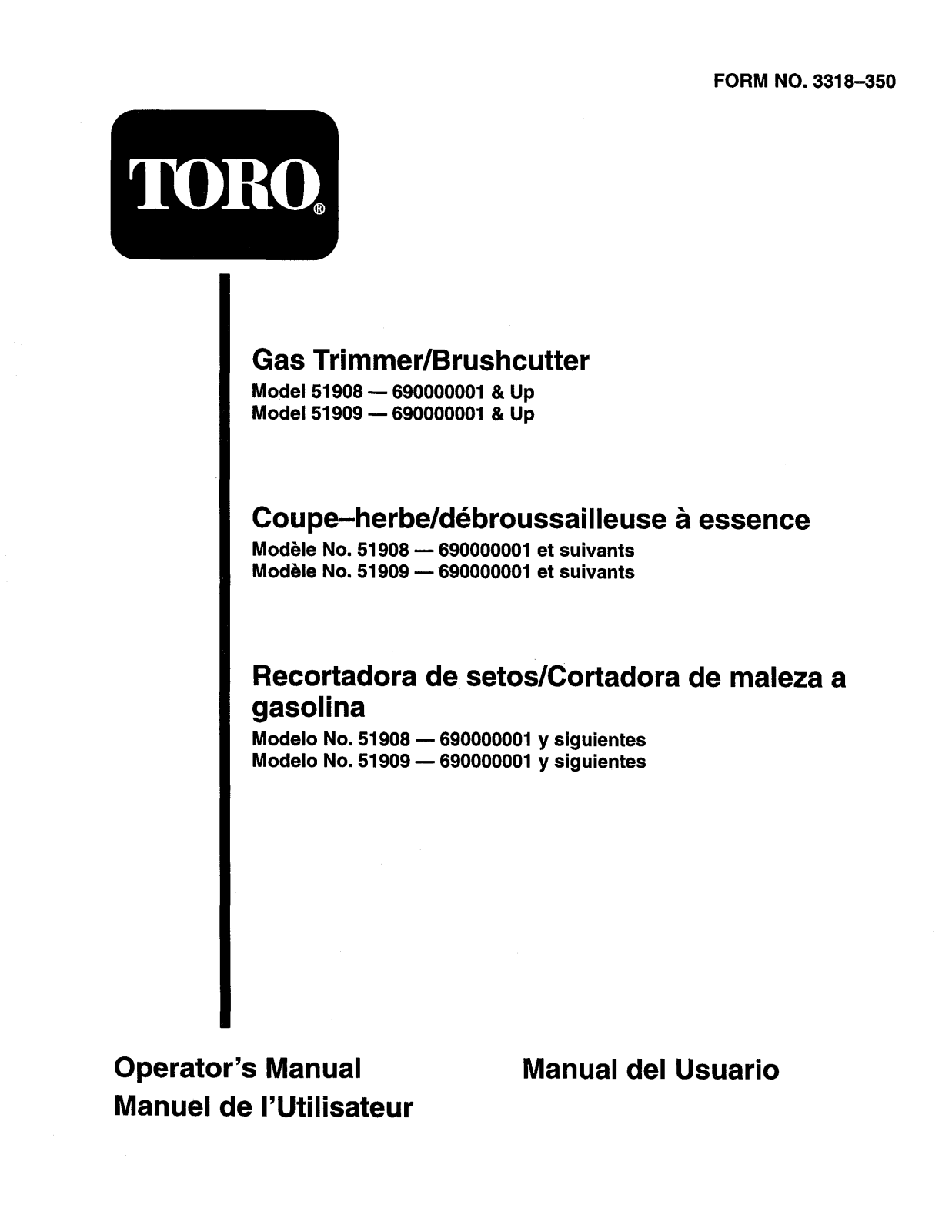 Toro 51908, 51909 Operator's Manual