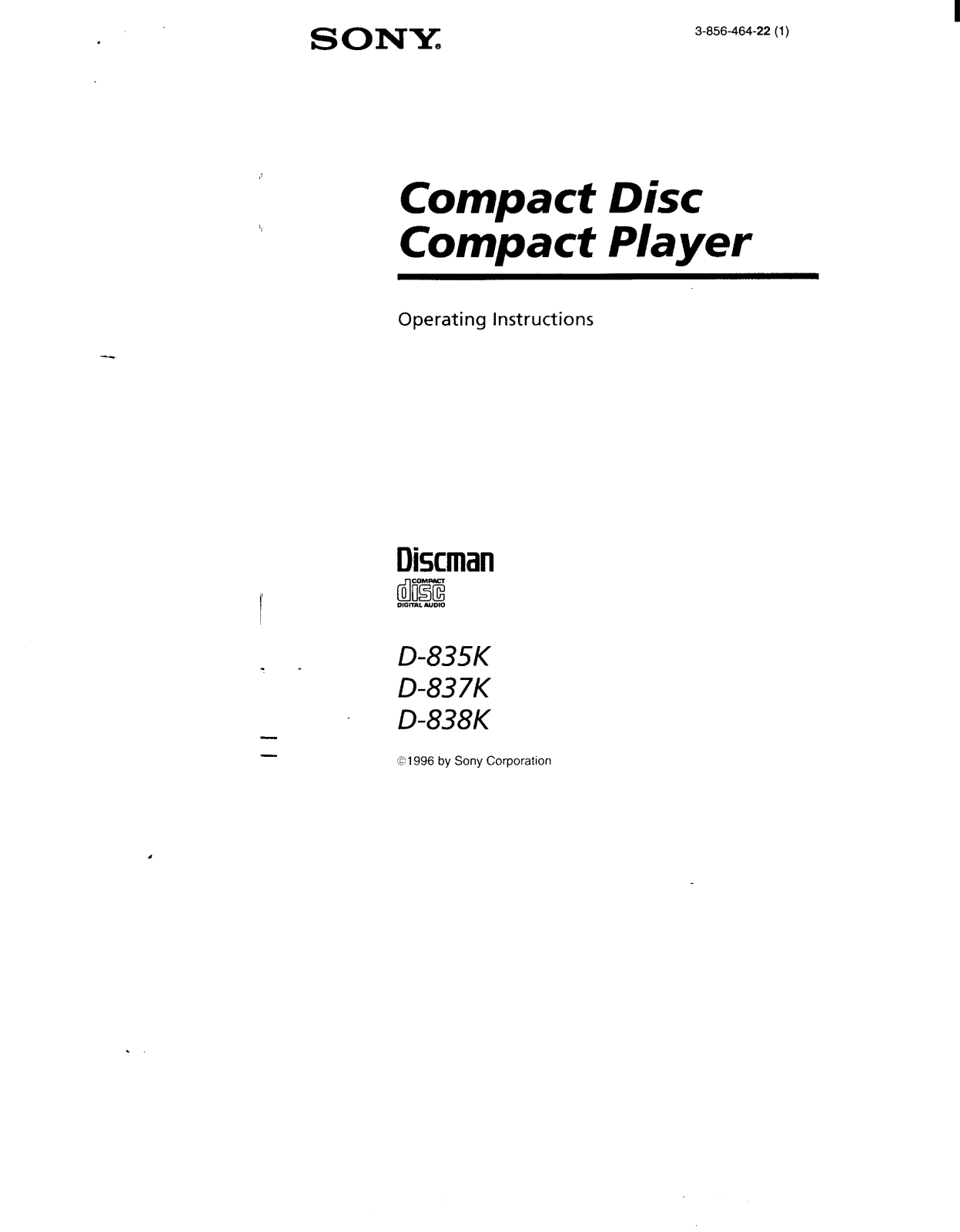 Sony D-837K, D-835K, D-838K User Manual