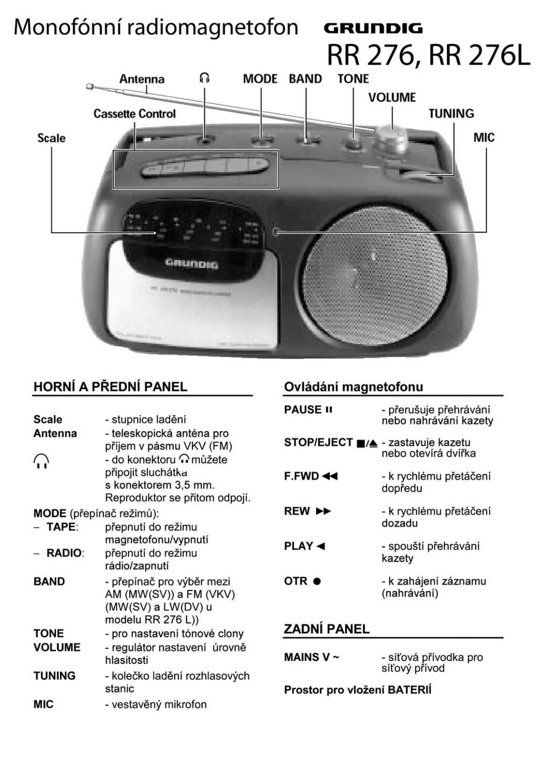 Grundig RR 276 User Manual