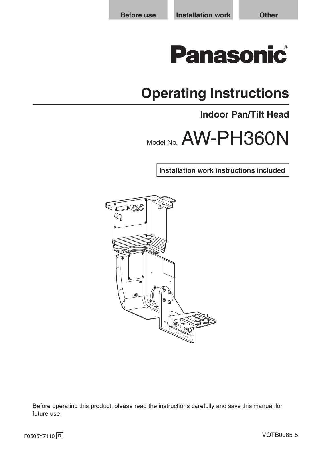 Panasonic aw-ph360n operating instructions