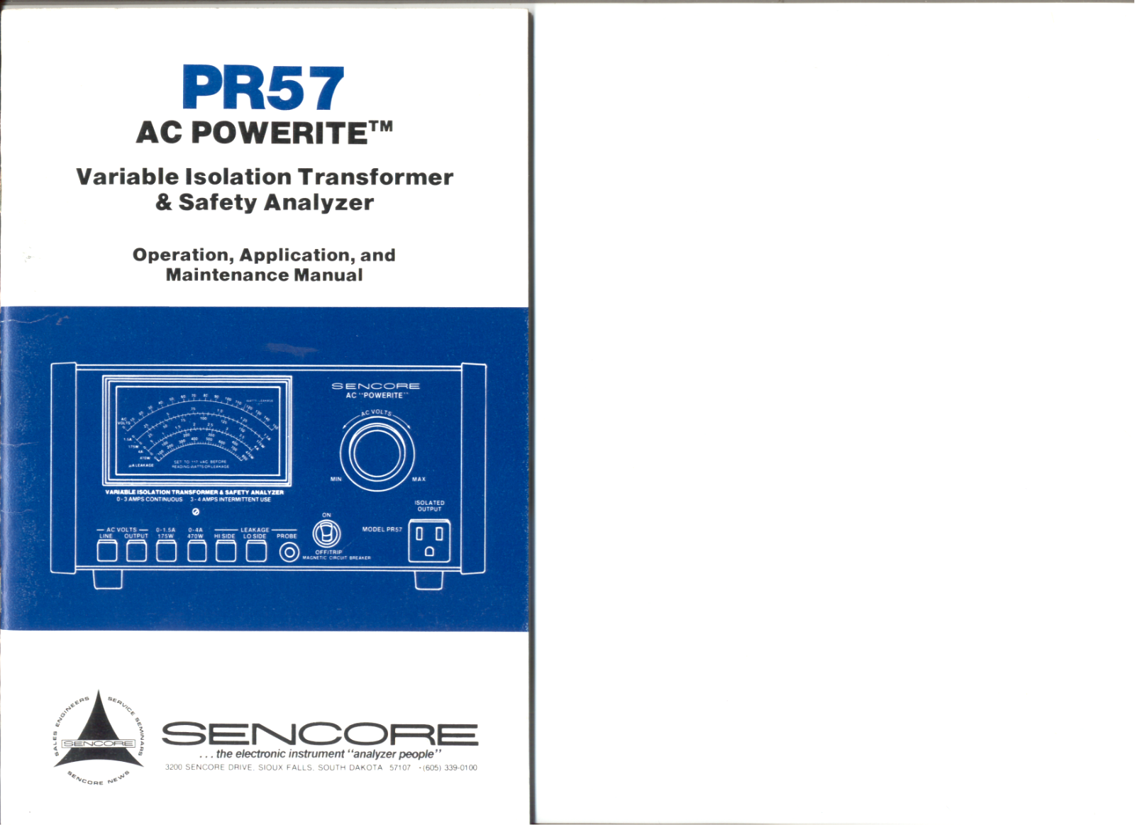 Sencore PR57 Service manual