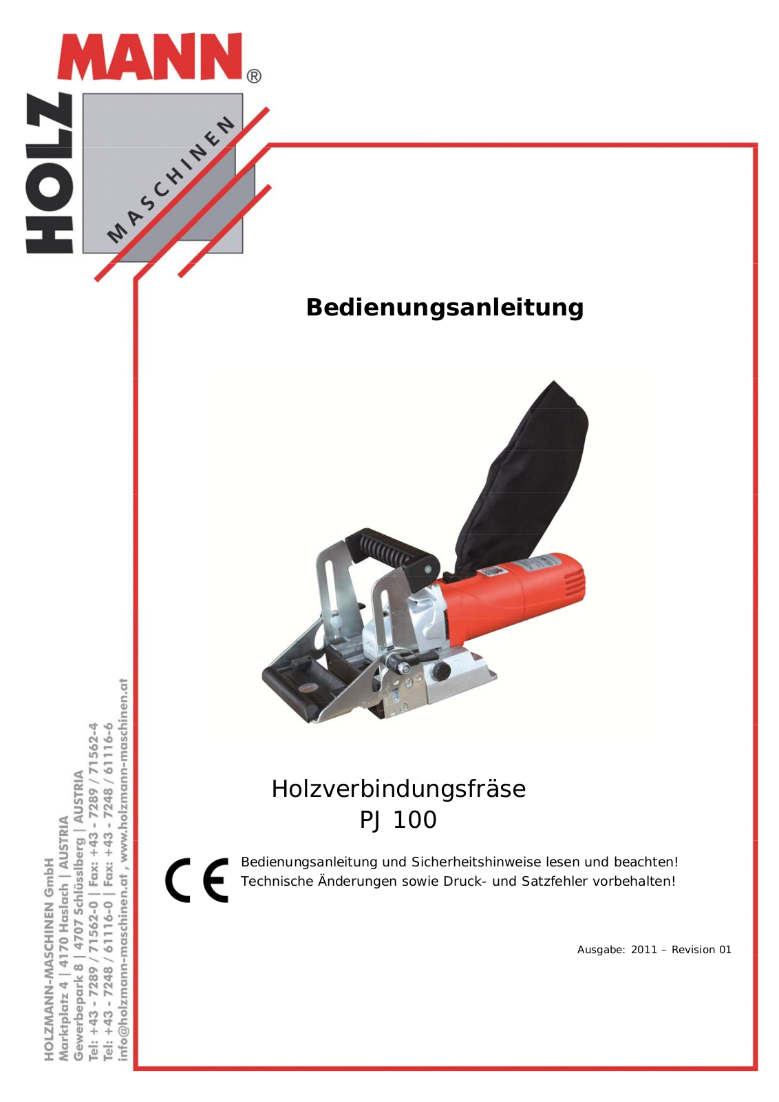 Holzmann Maschinen PJ 100 User guide