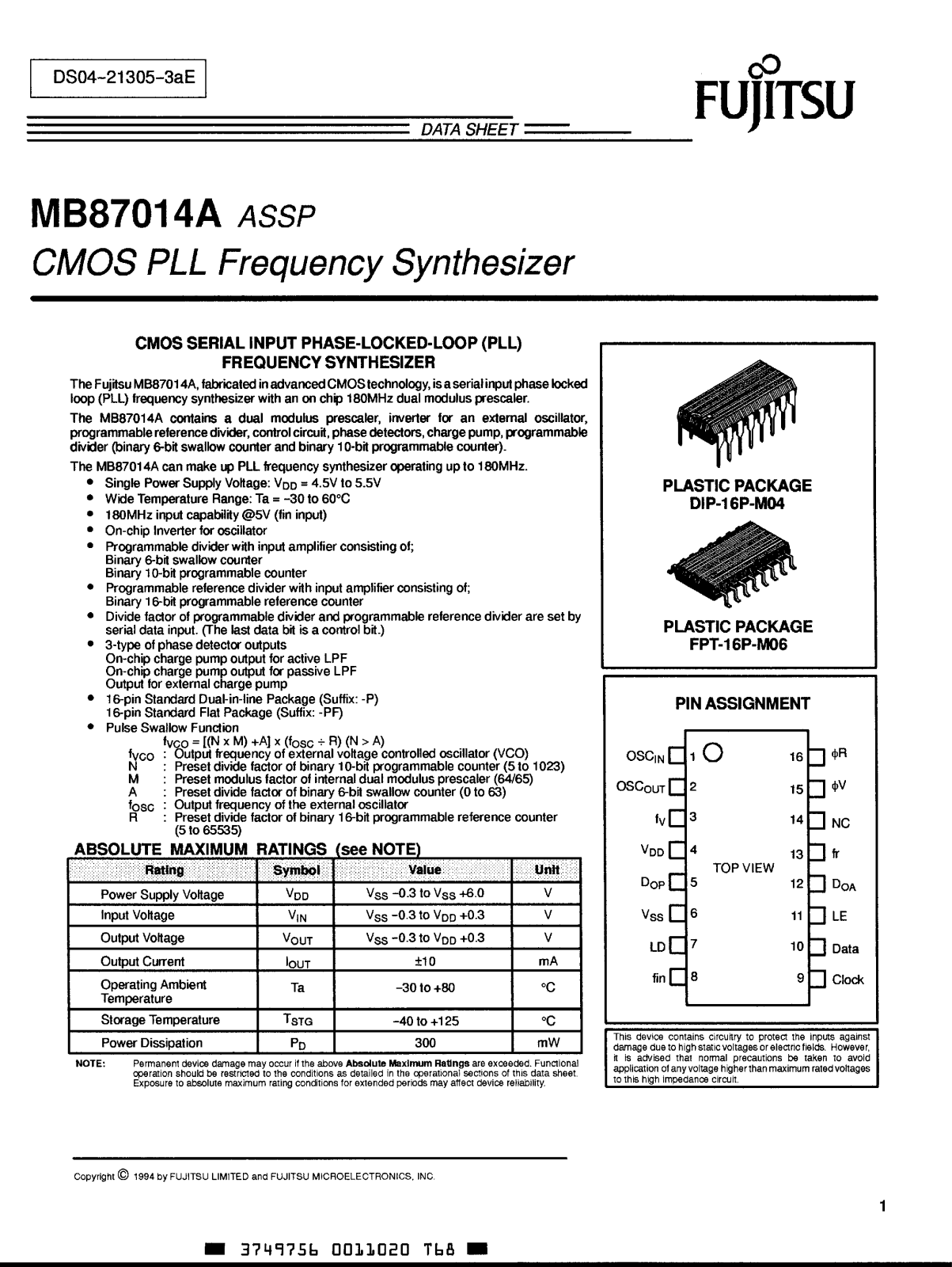 Datasheets MB87014A Datasheet - ManualMachine.com