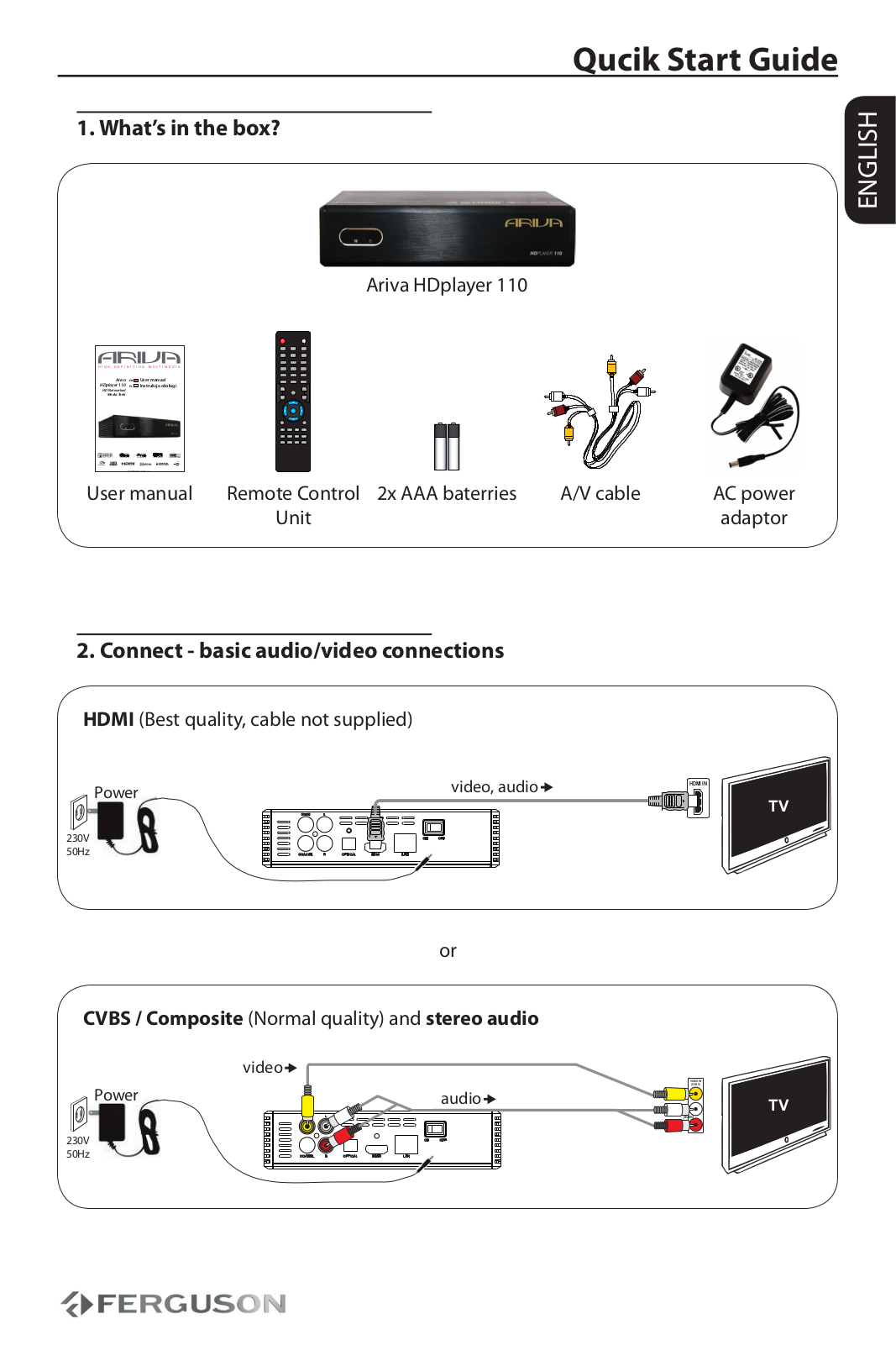 Ferguson Ariva HDplayer 110 User Manual