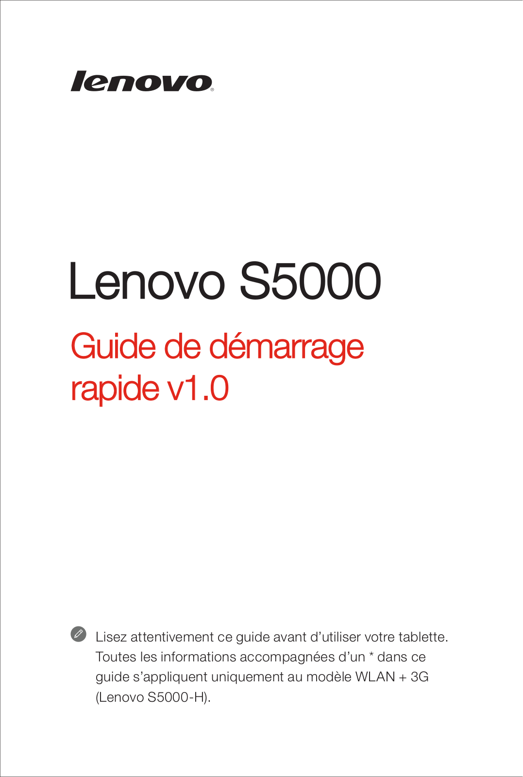 LENOVO S5000 Guide rapide