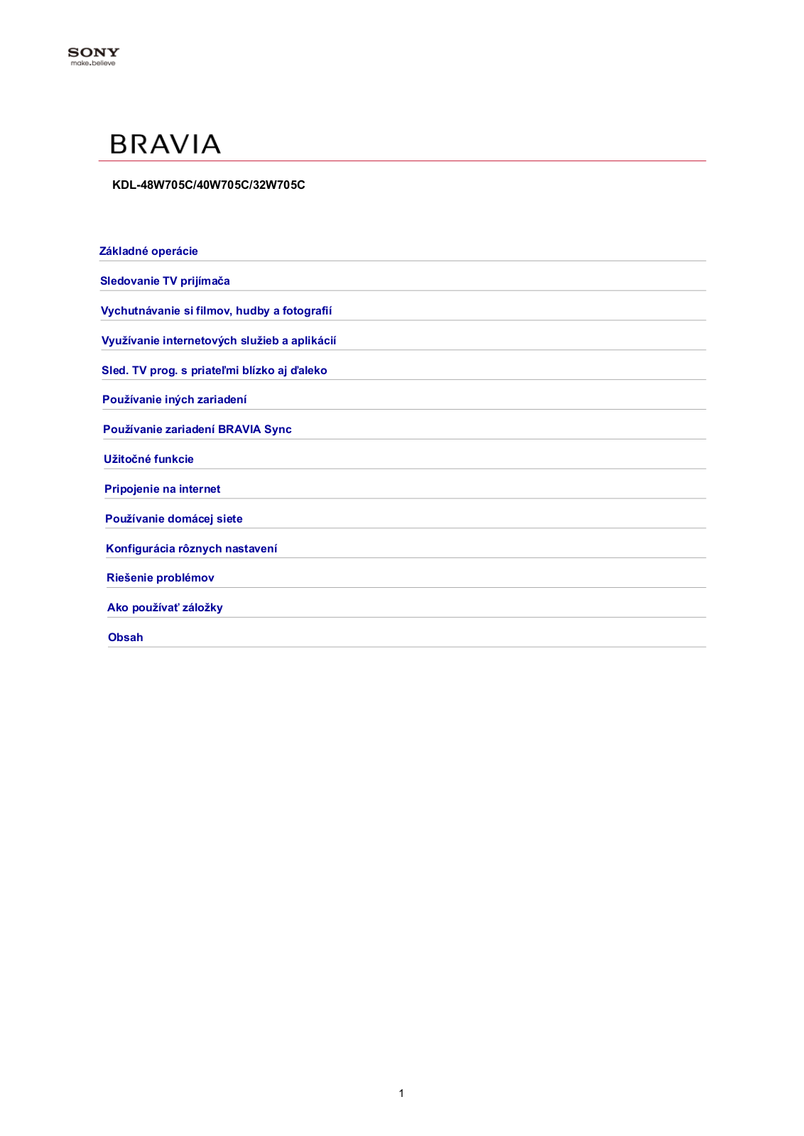 Sony KDL-32W705C User manual